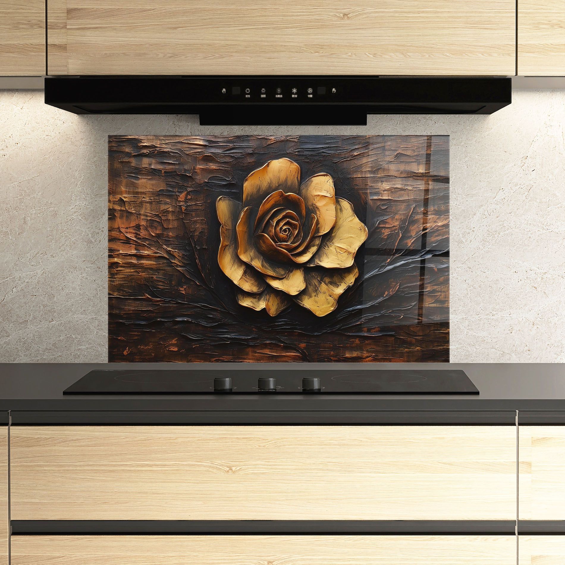 Gold Rose On Wood mockup 3