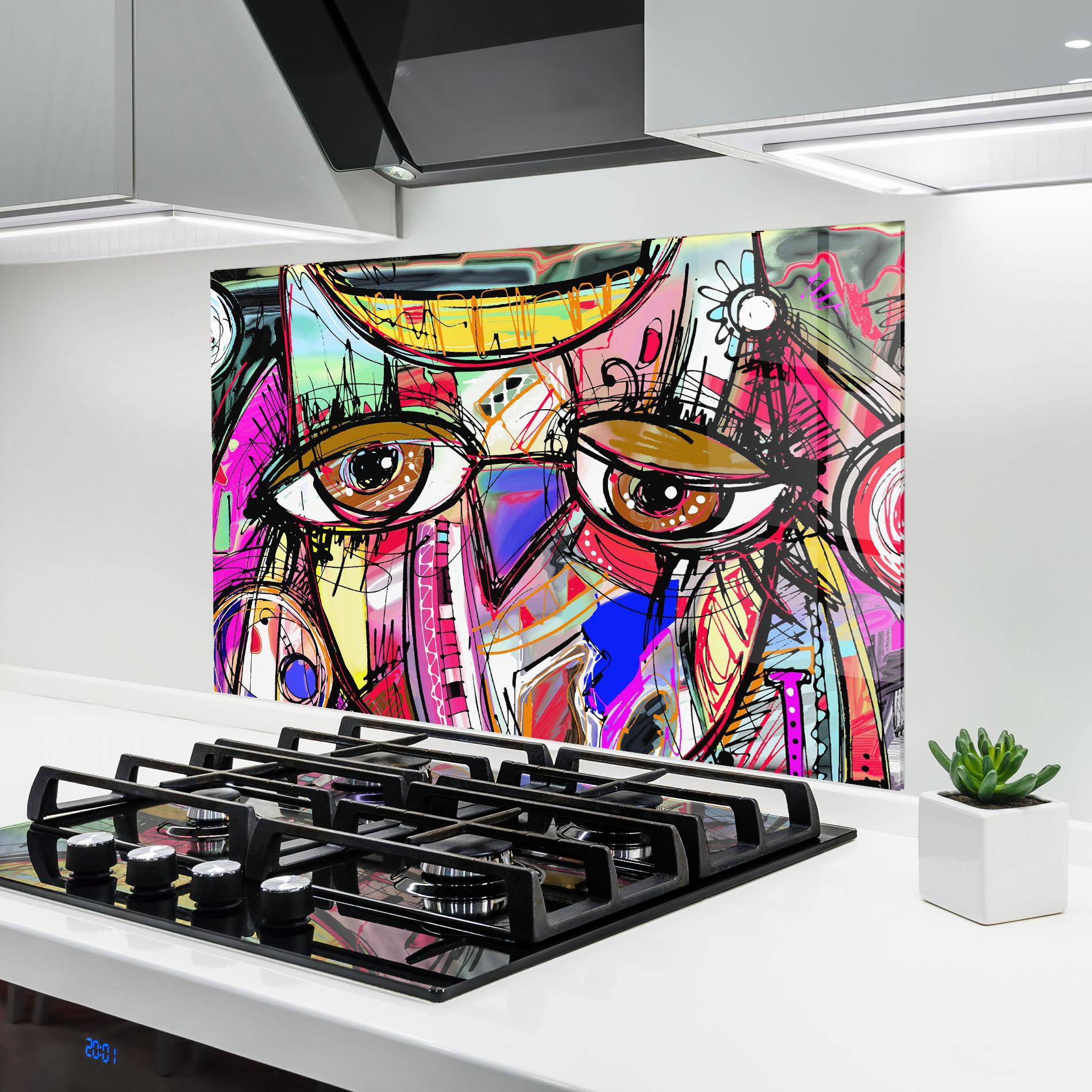 Küchenrückwand Glas Color Mix Eyes mockup 6