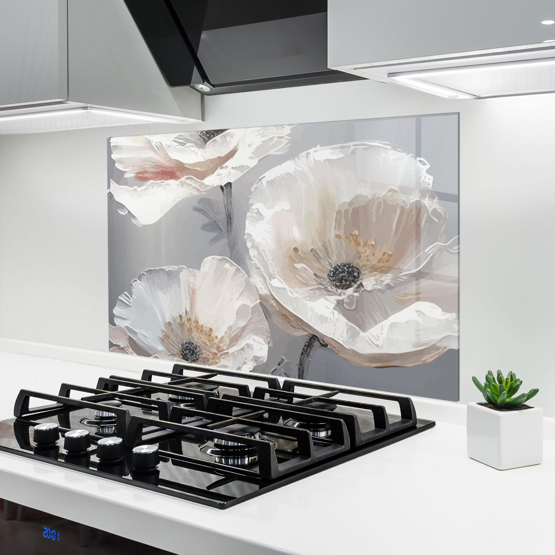 Küchenrückwand Glas Cream Mix Flower mockup 6