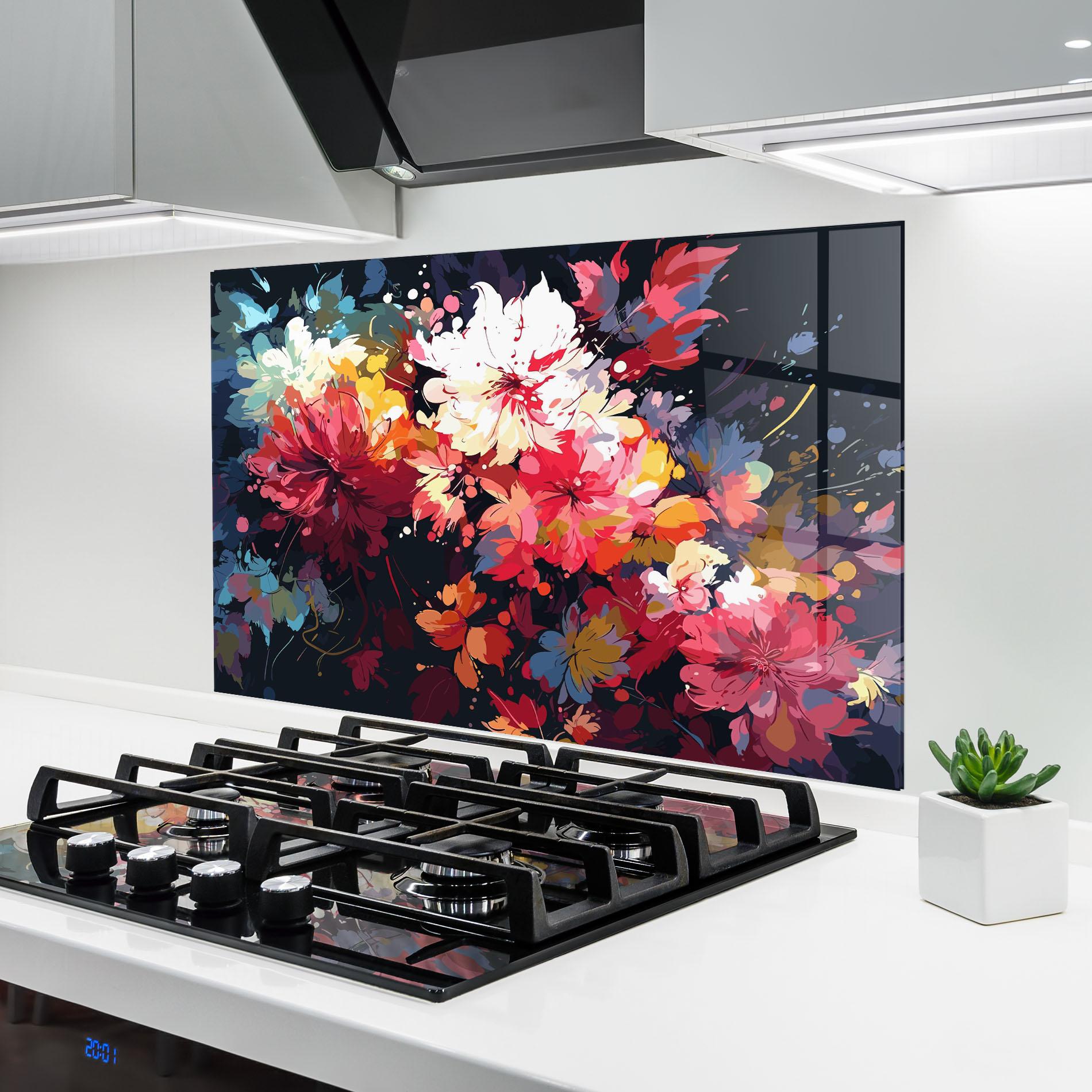 Küchenrückwand Glas Flower Art Texture mockup 6