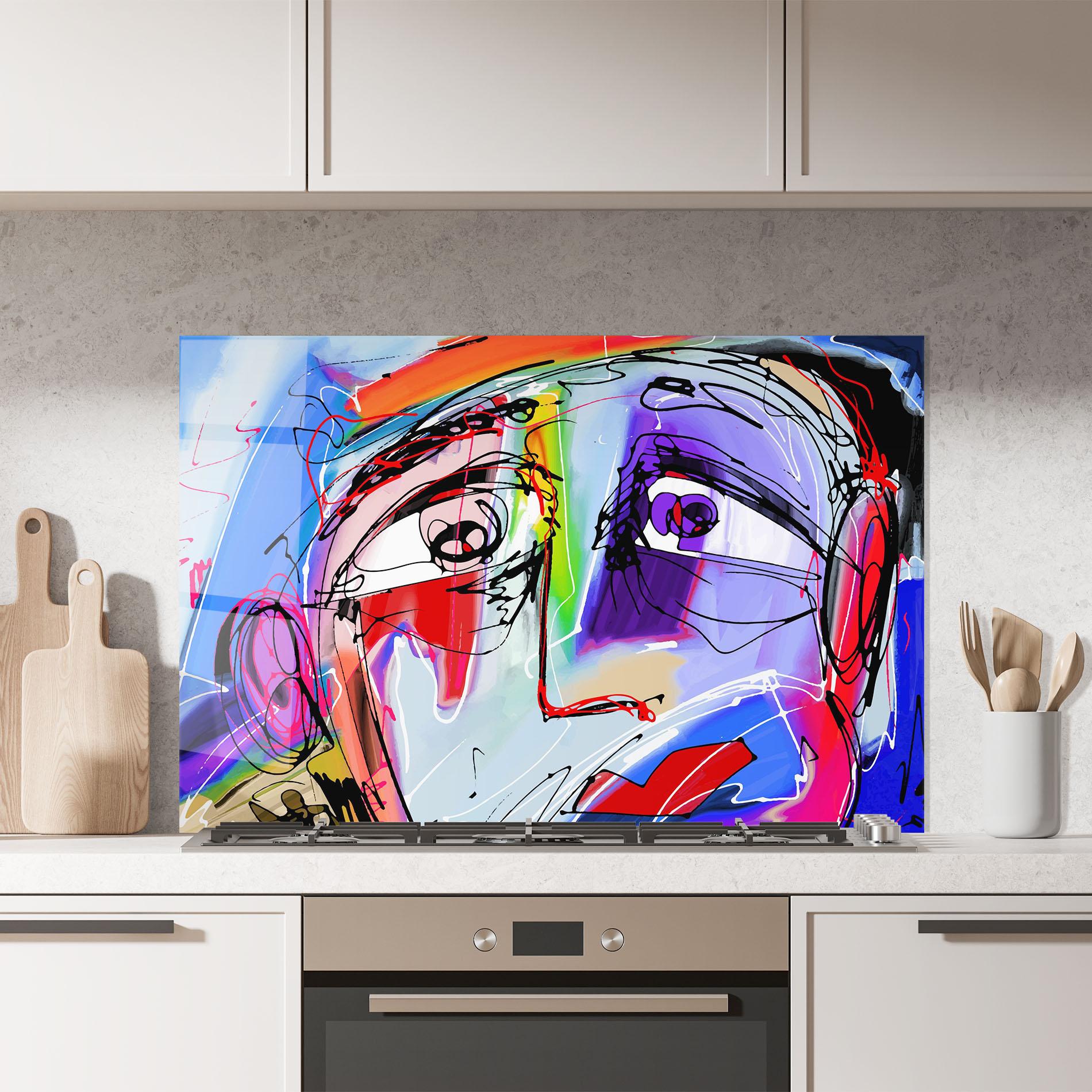 Küchenrückwand Glas Color Mix Face mockup 7