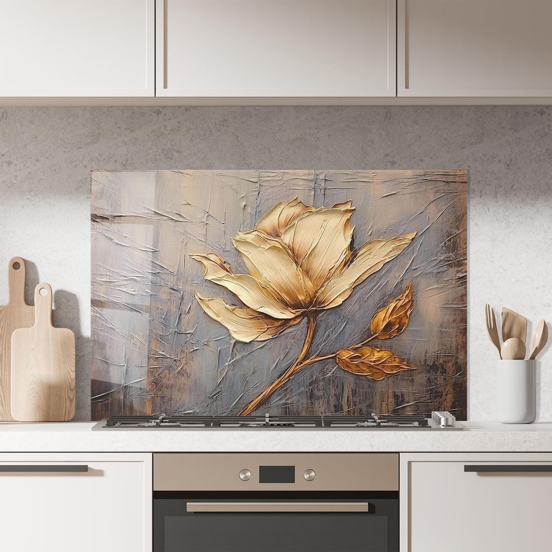 Küchenrückwand Glas Cream Rose On Blue mockup 7