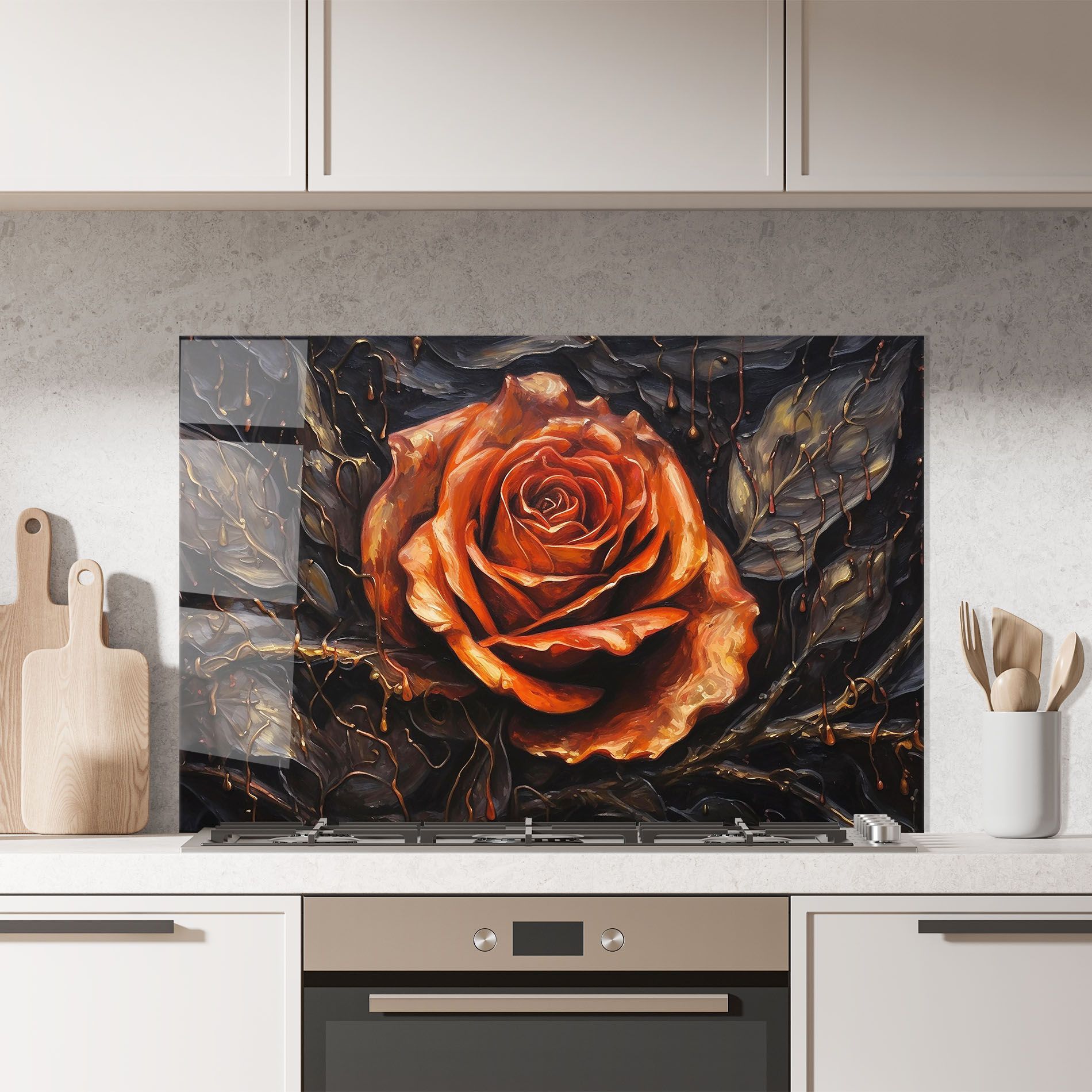 Dark Orange Rose Art mockup 7