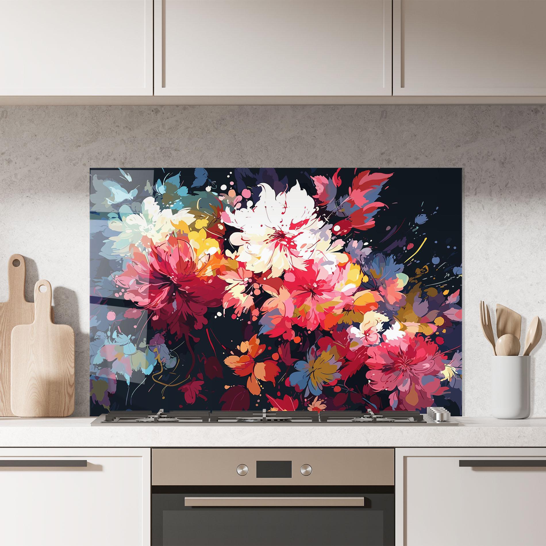 Küchenrückwand Glas Flower Art Texture mockup 7