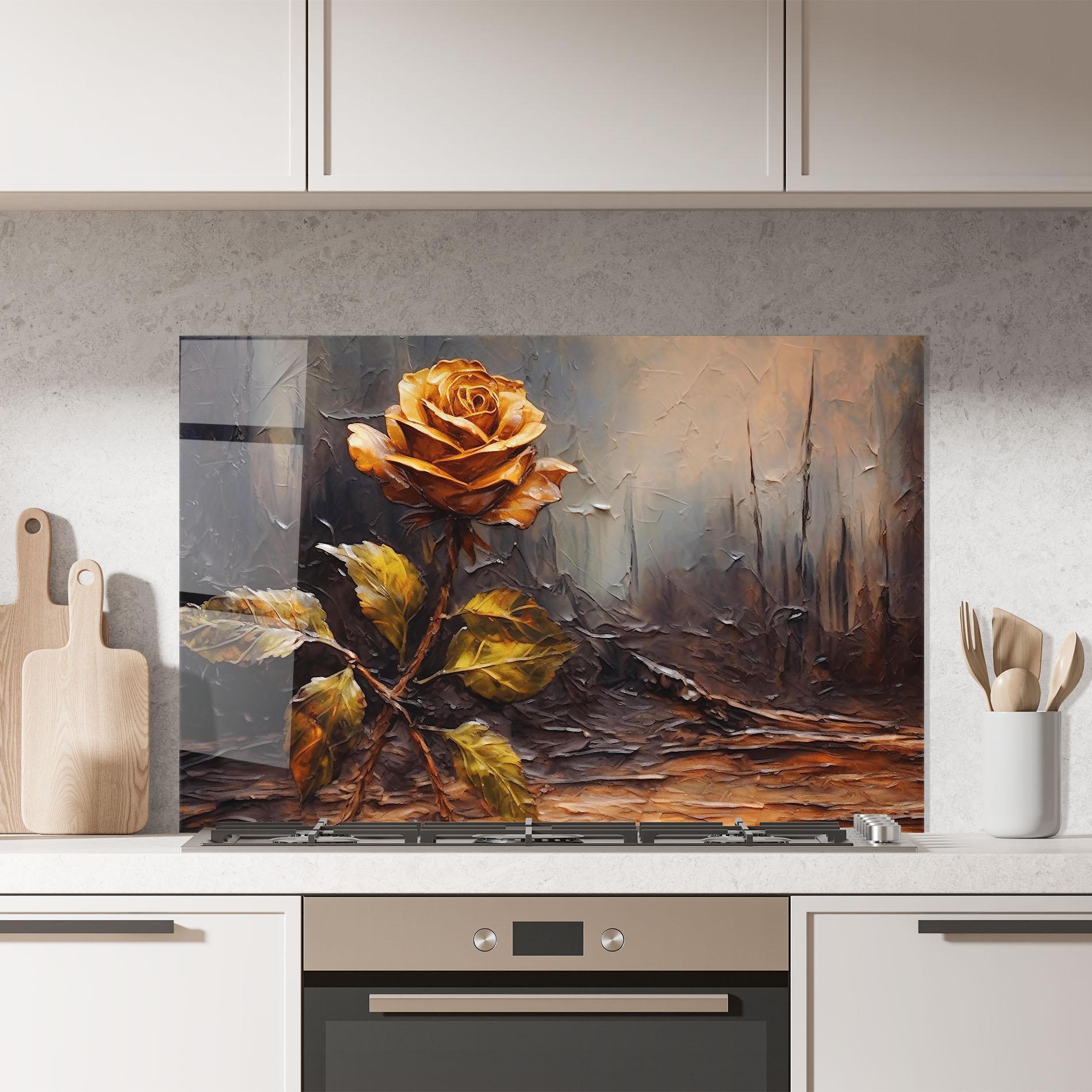 Küchenrückwand Glas Orange Rose Art mockup 7