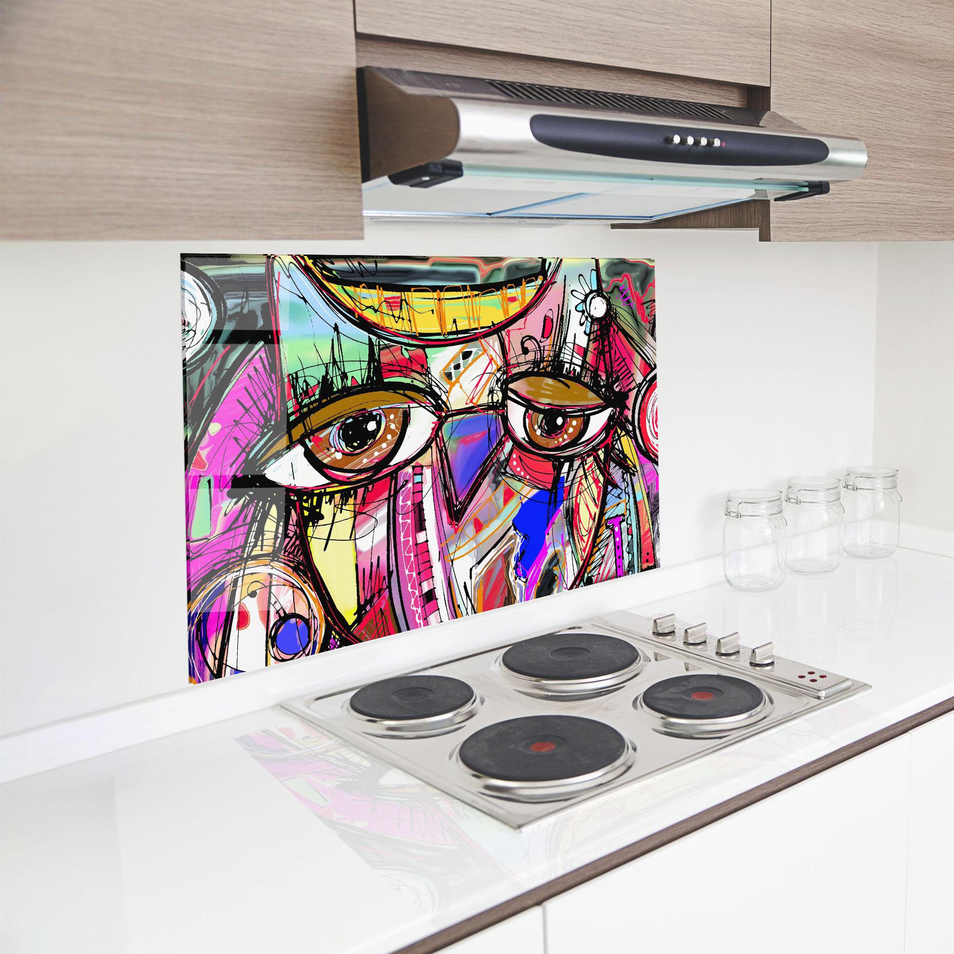Küchenrückwand Glas Color Mix Eyes mockup 8