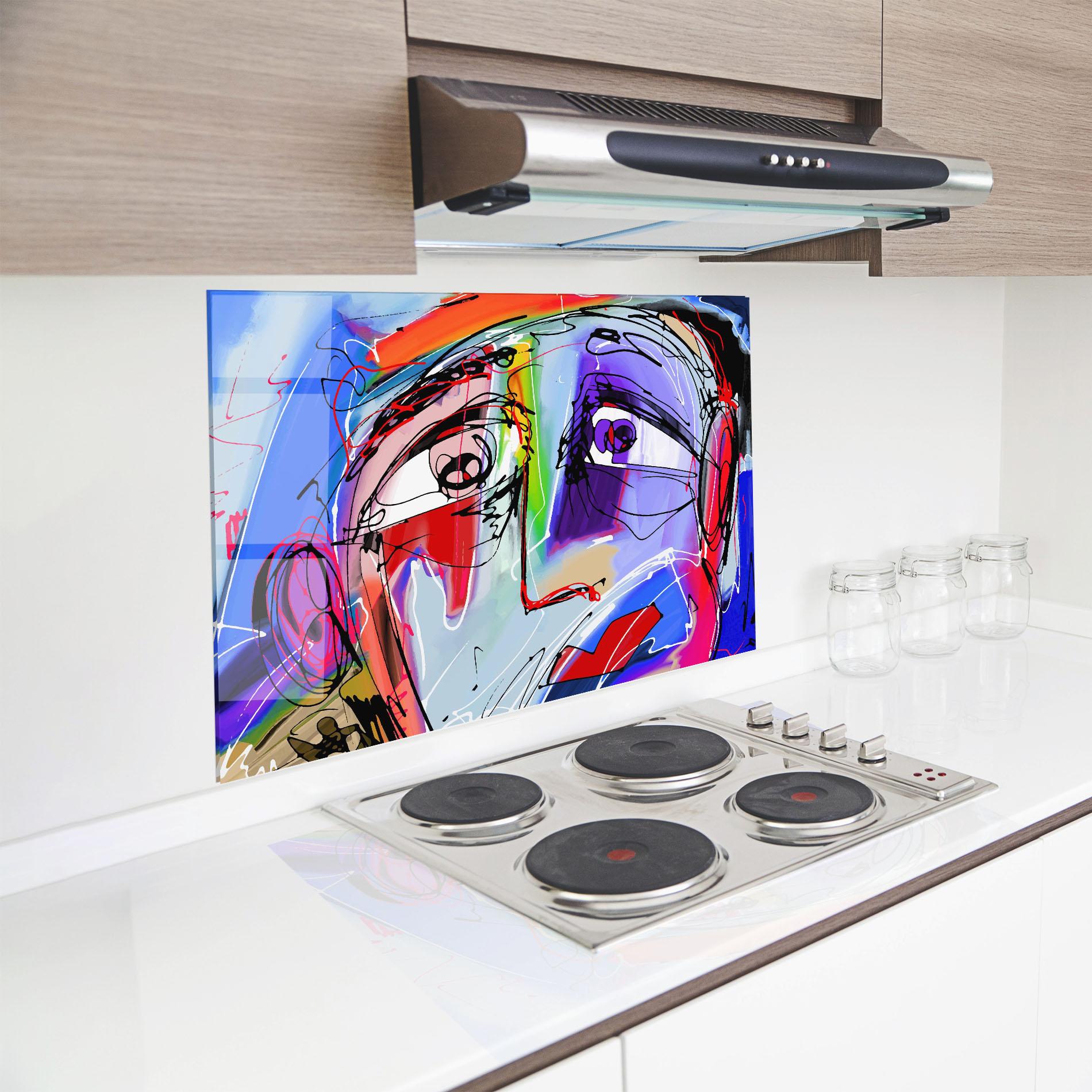 Küchenrückwand Glas Color Mix Face mockup 8