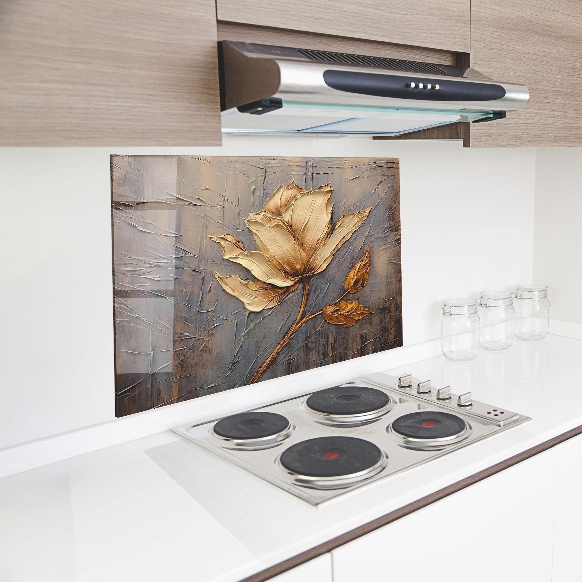 Küchenrückwand Glas Cream Rose On Blue mockup 8