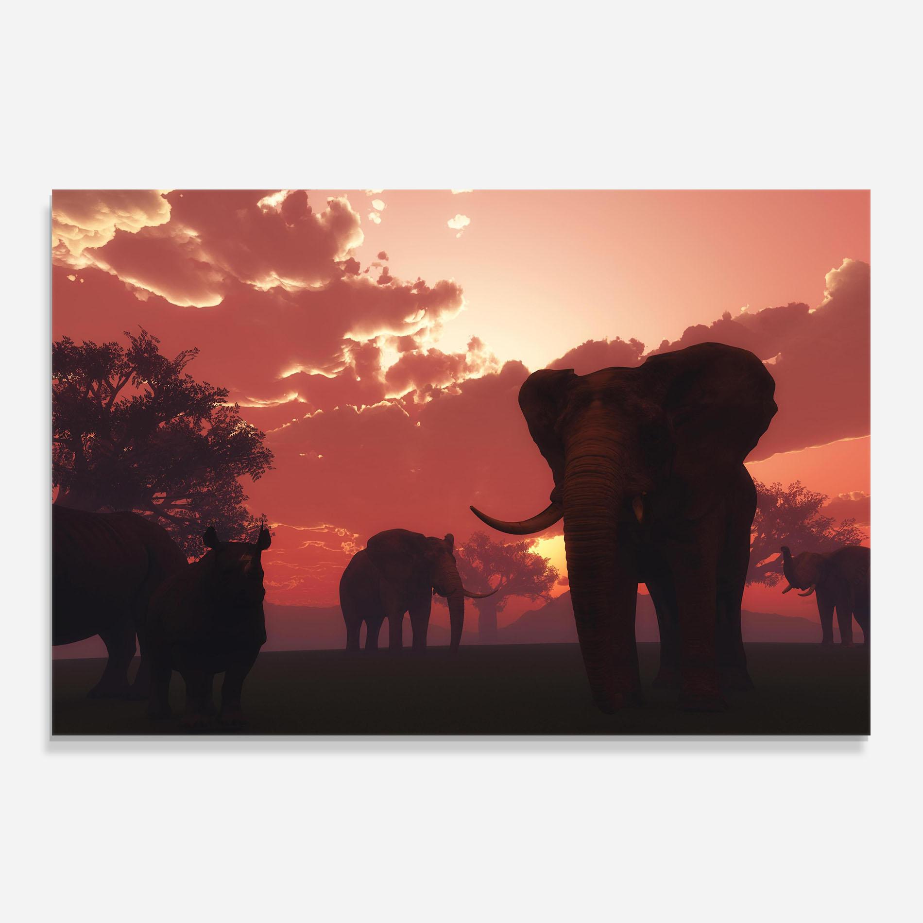 Küchenrückwand Glas African Elephant View mockup 0
