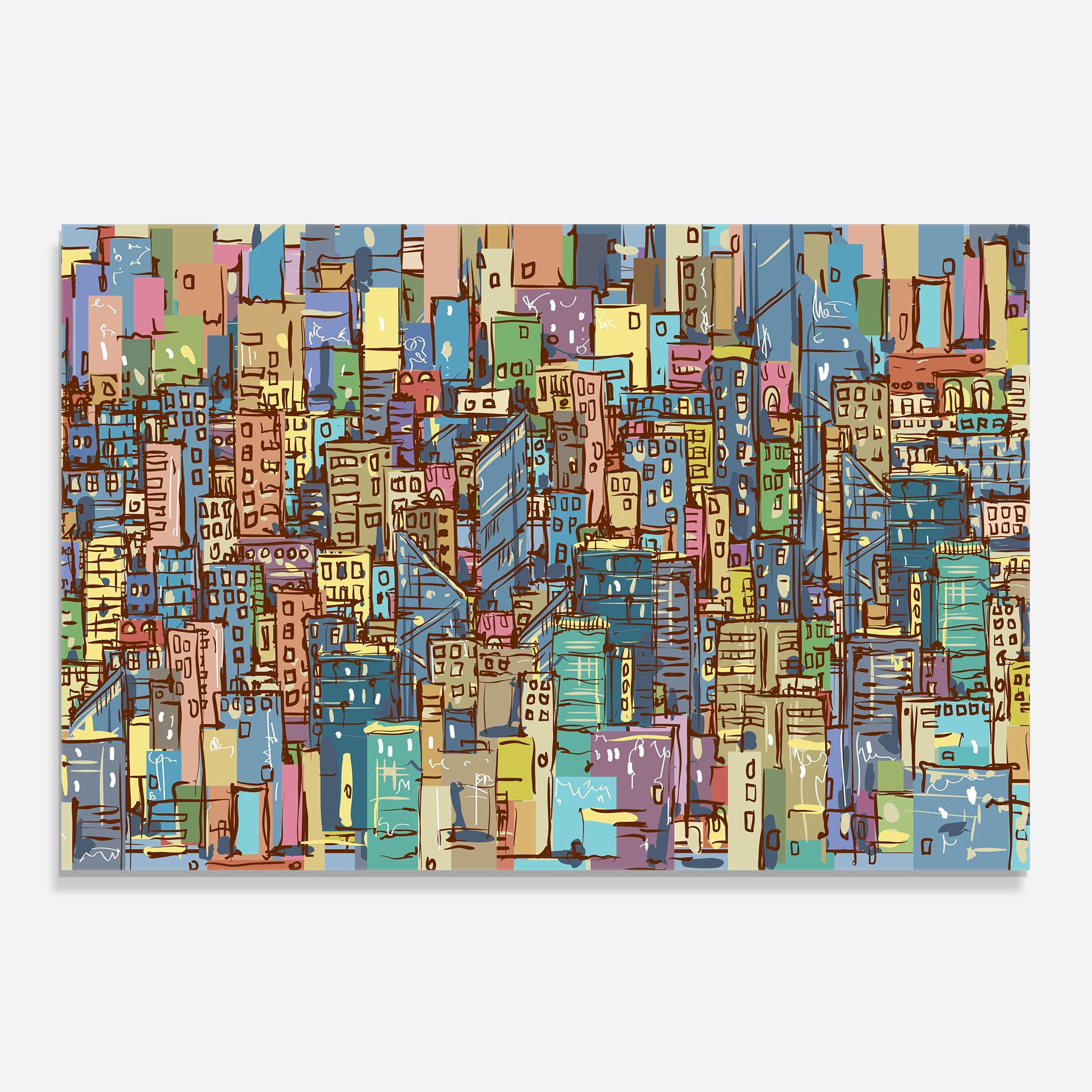 Küchenrückwand Glas Colorful African City mockup 0