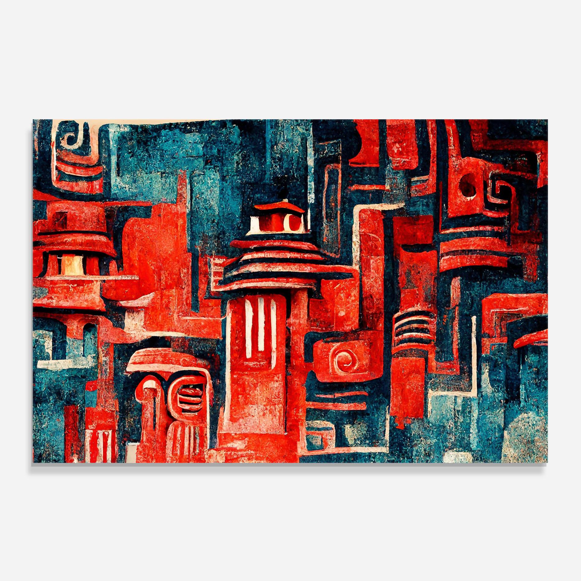 Küchenrückwand Glas Decorative Navy Red mockup 0