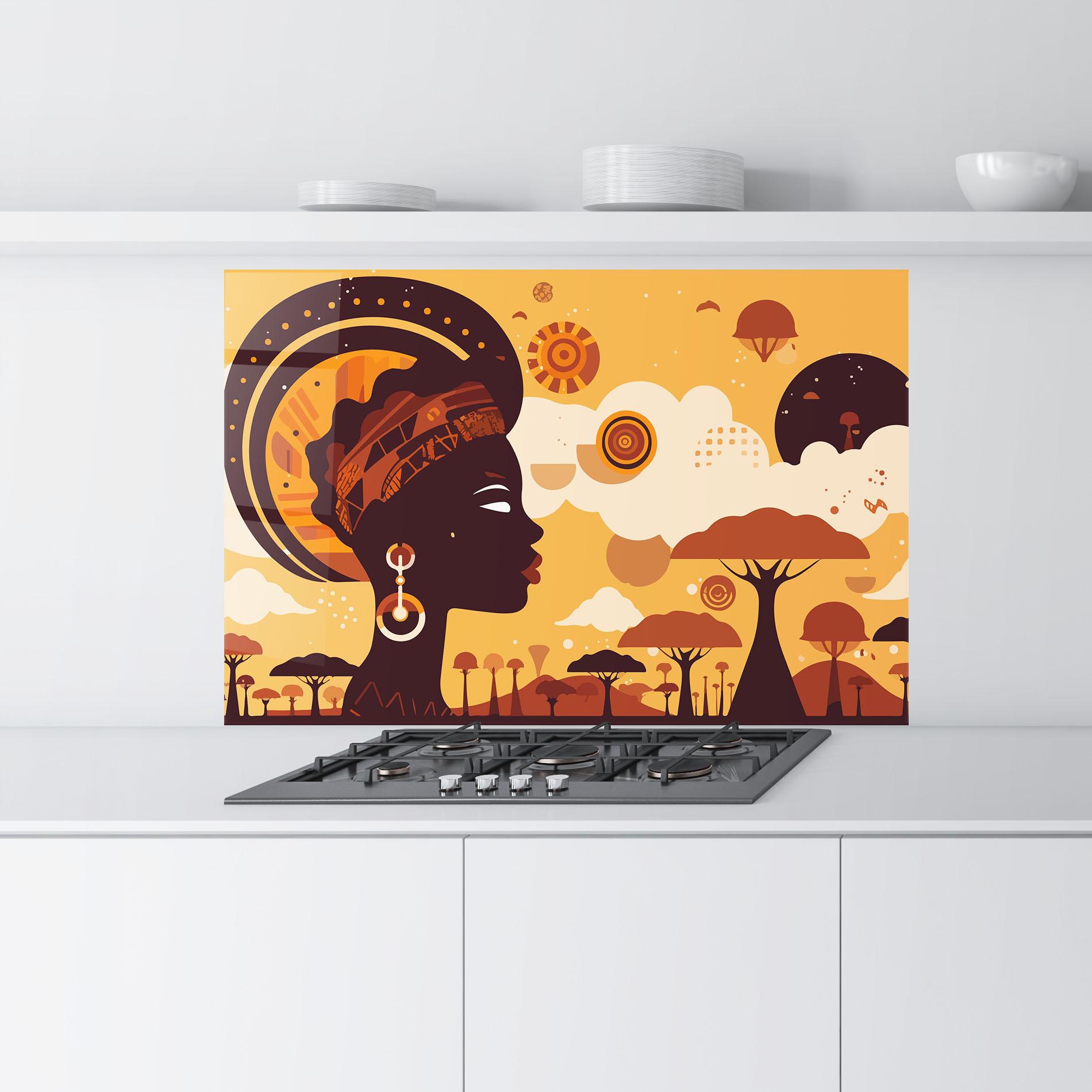 Küchenrückwand Glas African Art mockup 9