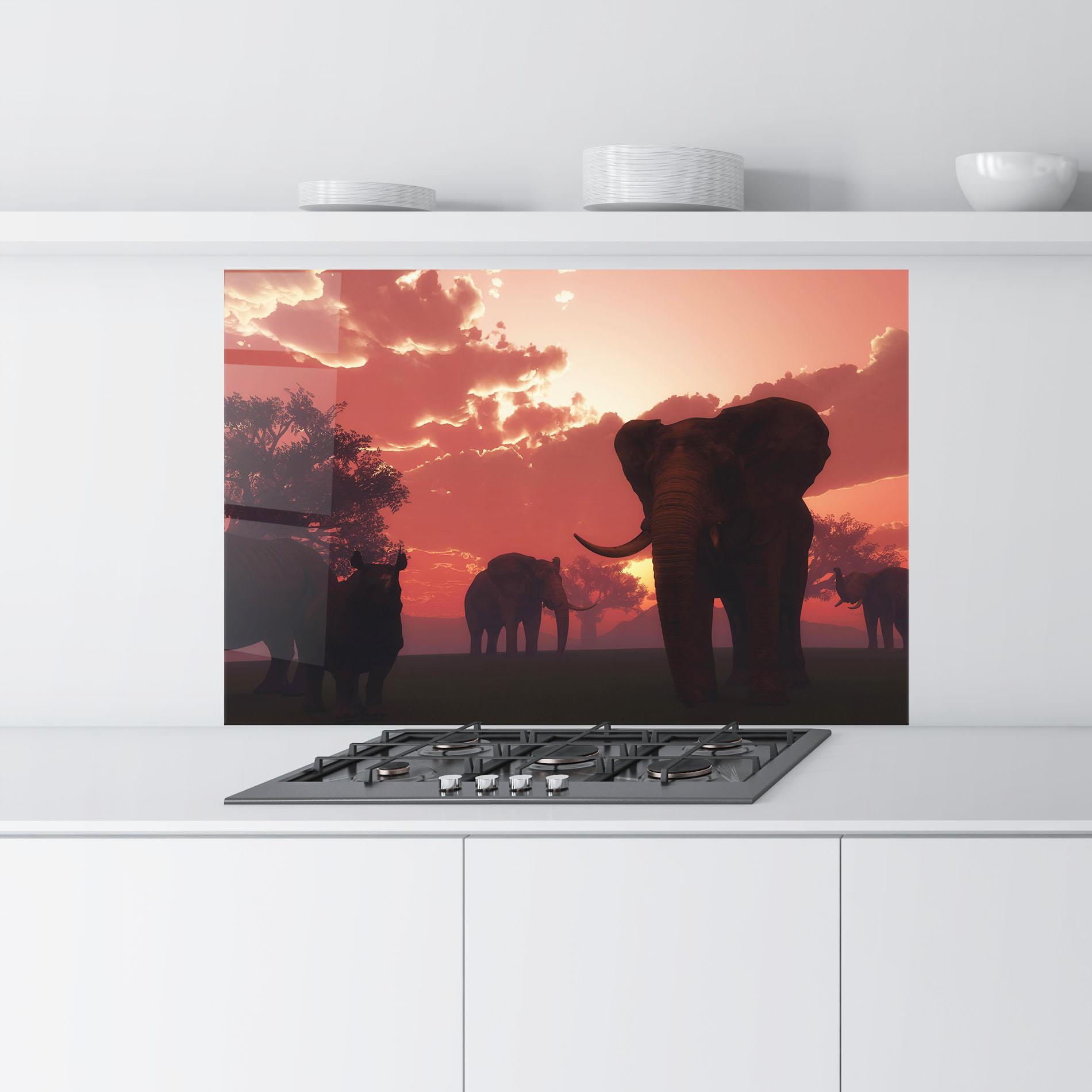Küchenrückwand Glas African Elephant View mockup 9