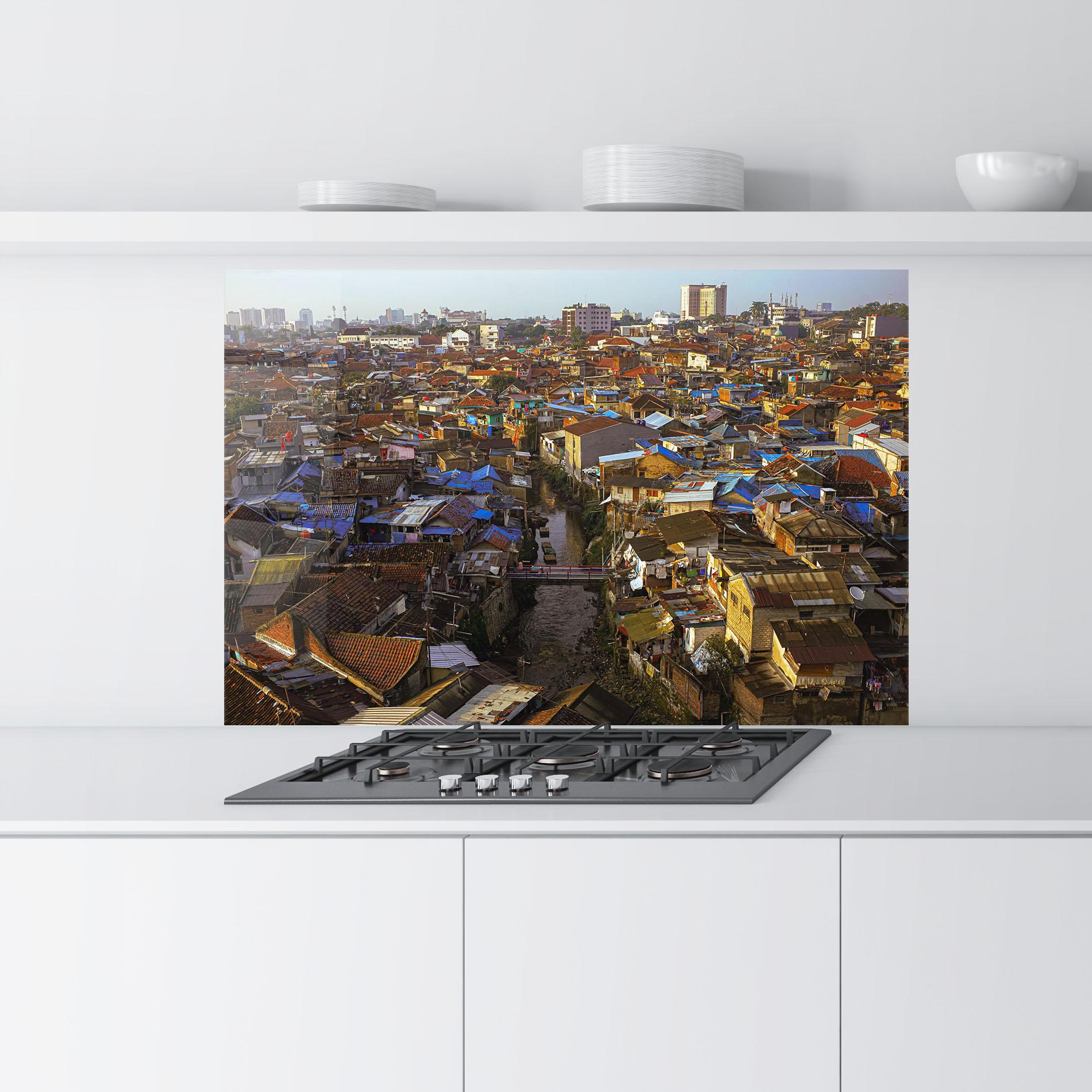 Küchenrückwand Glas Bandung Golden Hour mockup 9