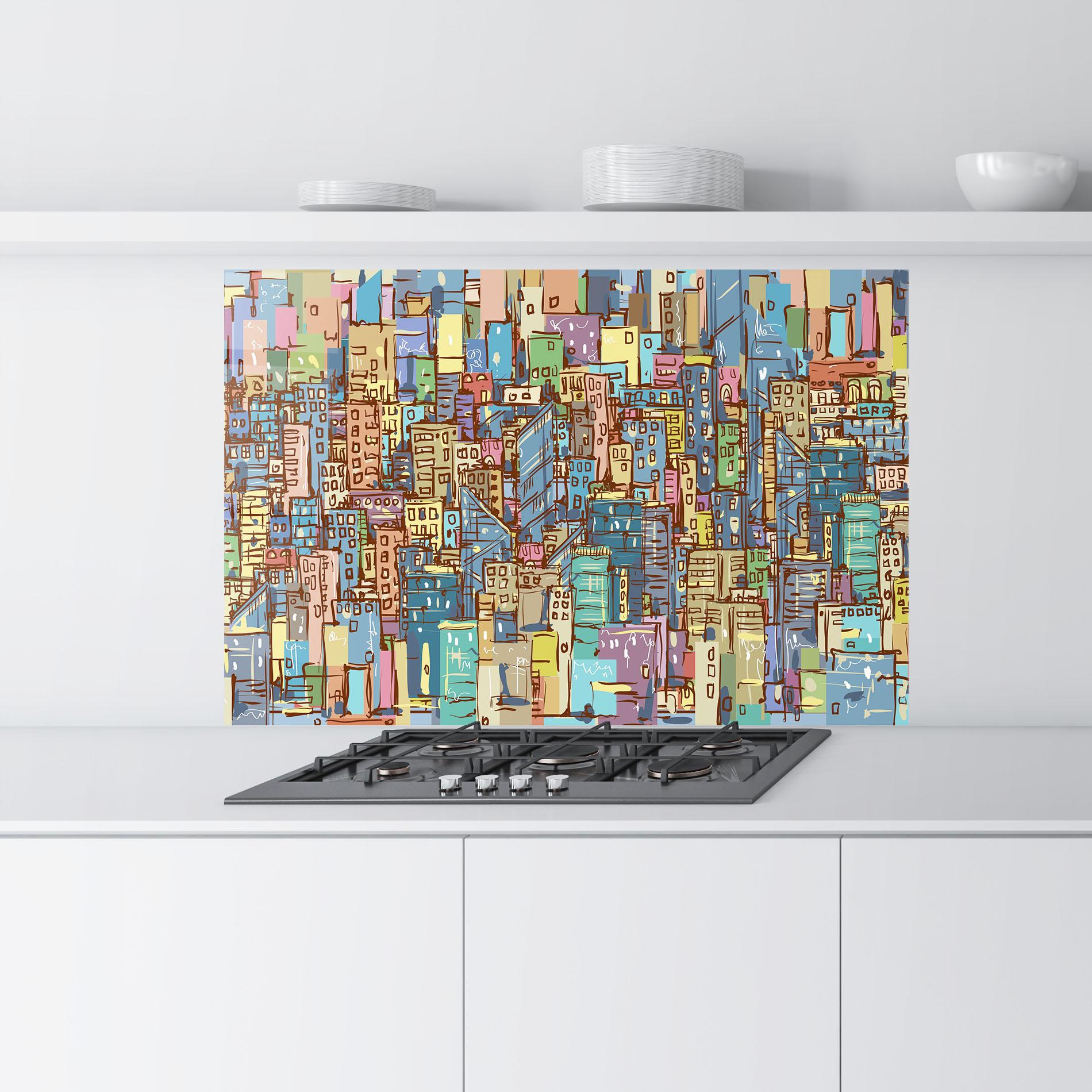 Küchenrückwand Glas Colorful African City mockup 9