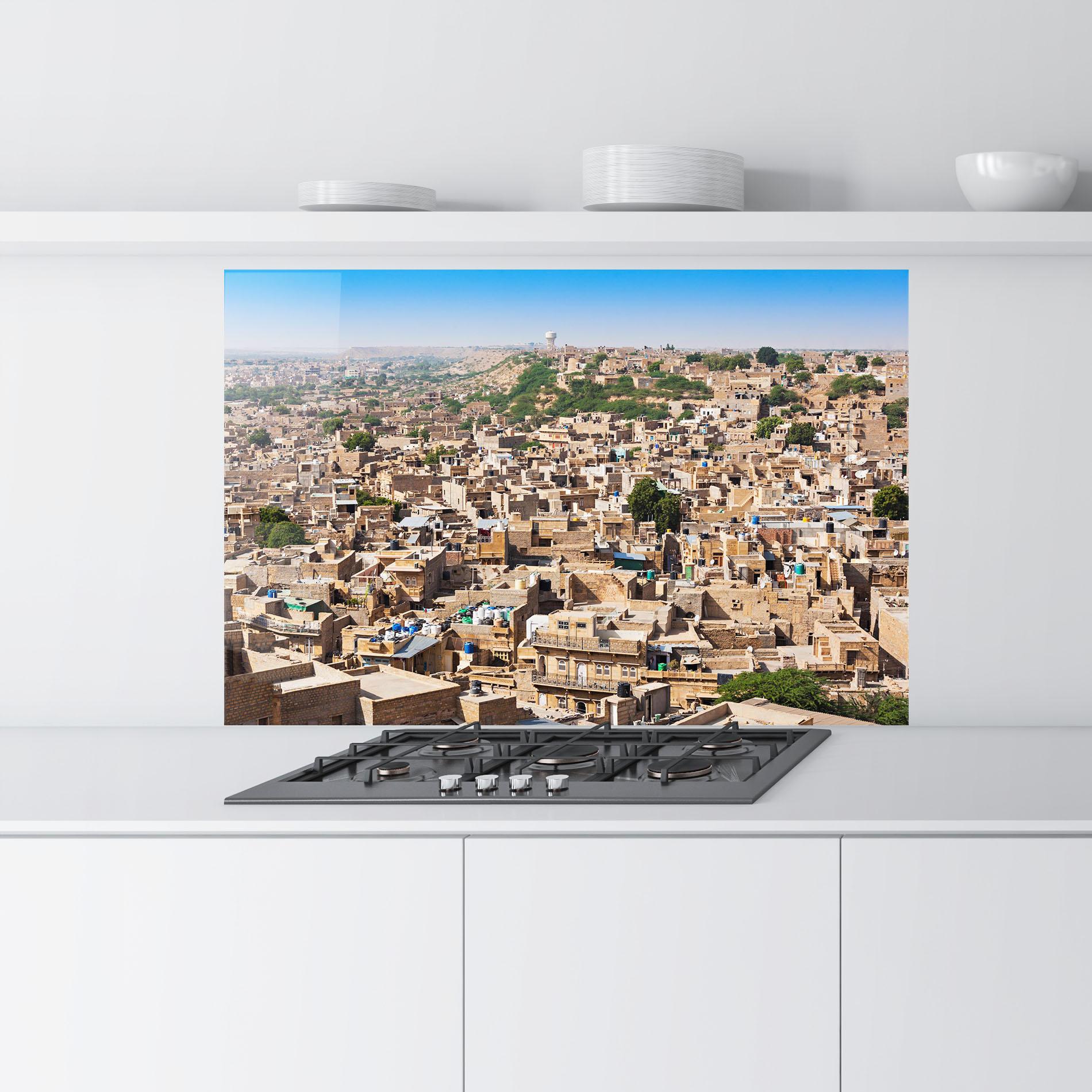 Küchenrückwand Glas Jaisalmer Panorama View mockup 9
