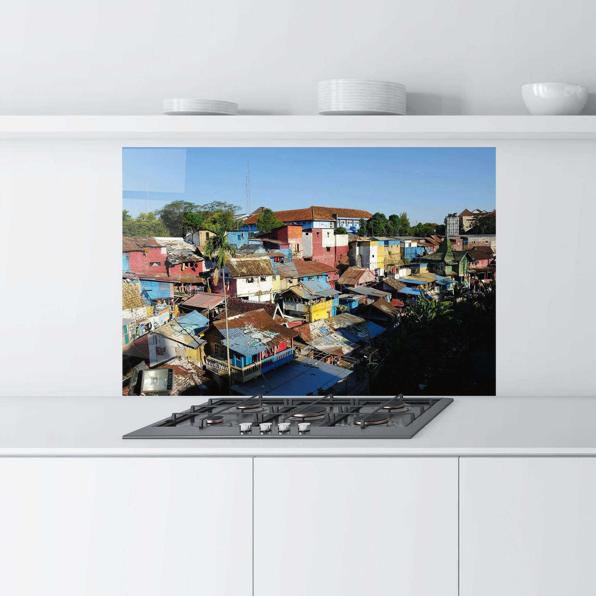 Küchenrückwand Glas Slum Building mockup 9