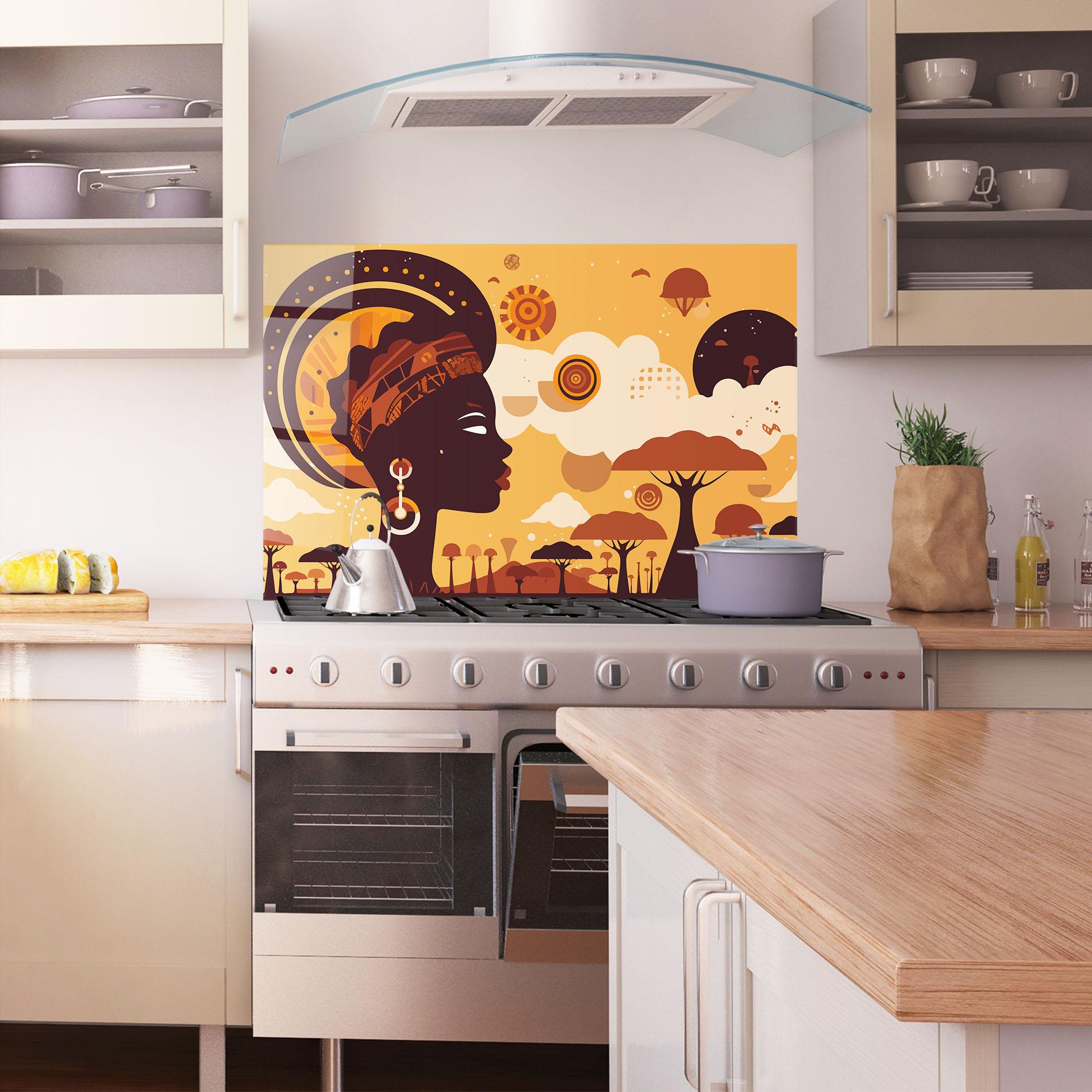 Küchenrückwand Glas African Art mockup 1