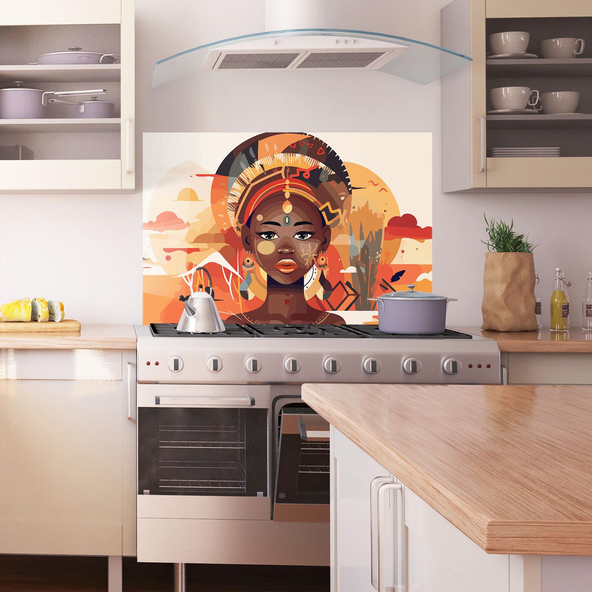 Küchenrückwand Glas African Child Art mockup 1
