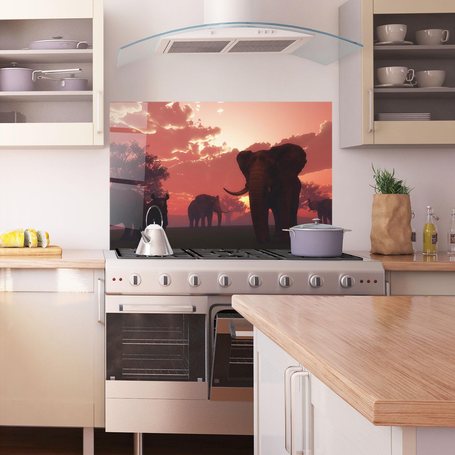 Küchenrückwand Glas African Elephant View mockup 1