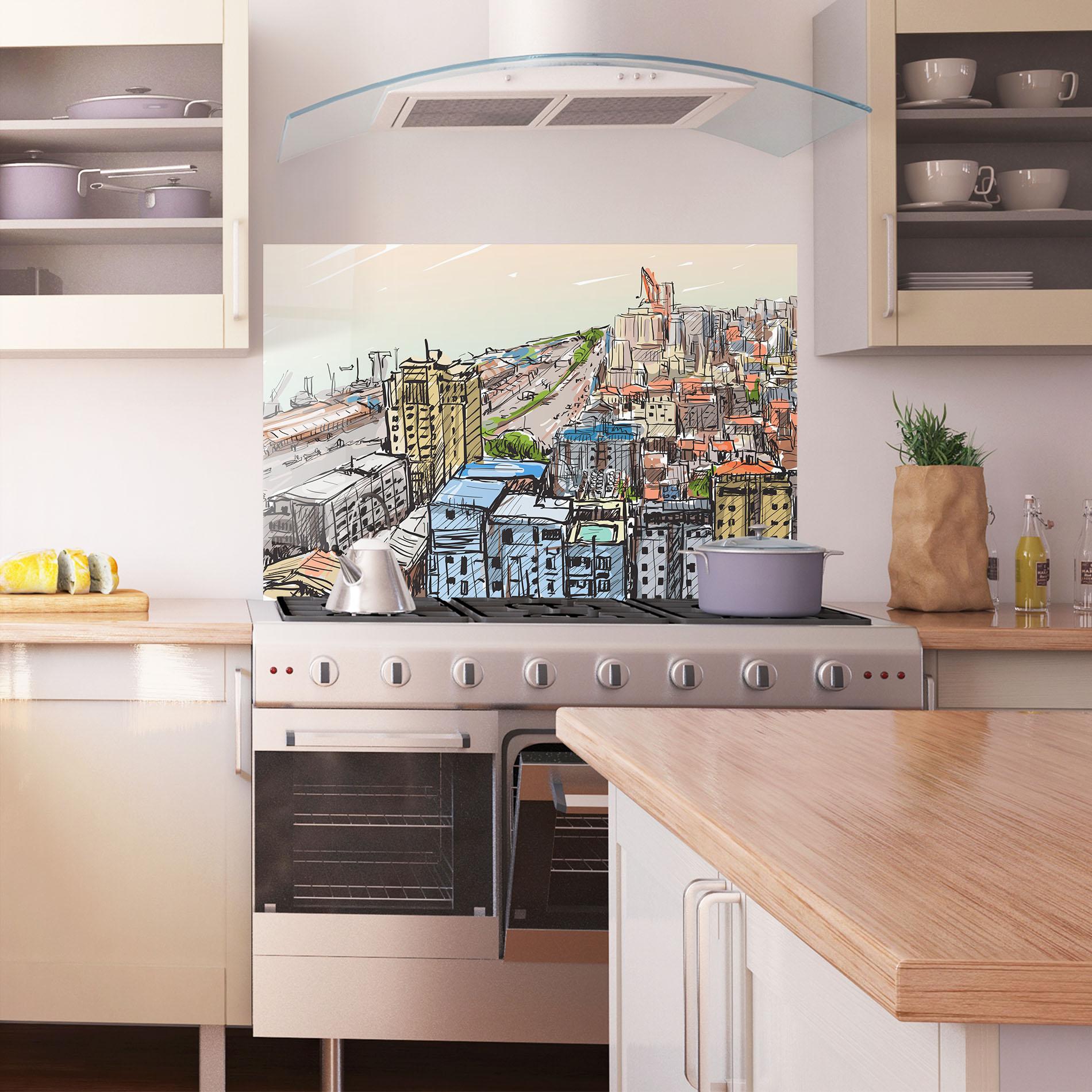 Küchenrückwand Glas Big African City mockup 1