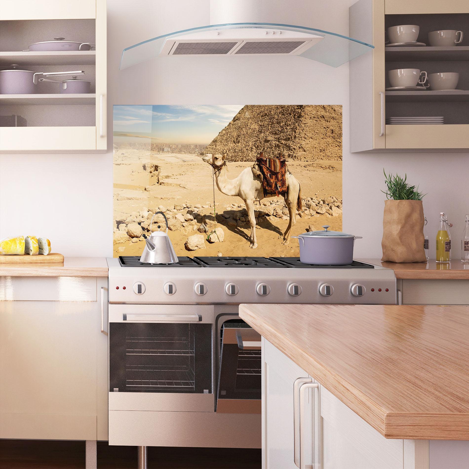 Küchenrückwand Glas Camel Near Ruins mockup 1