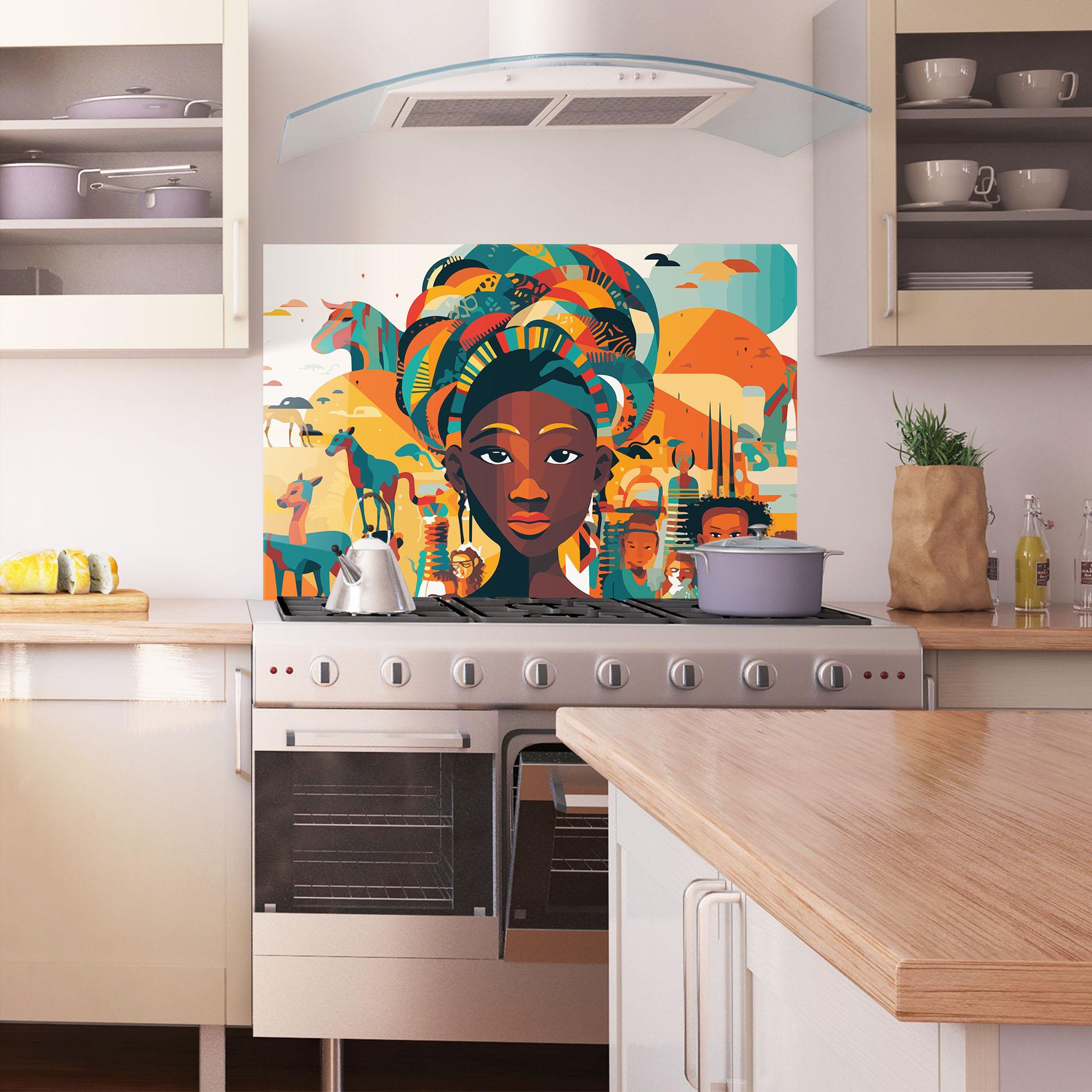 Küchenrückwand Glas Child Africa Art mockup 1
