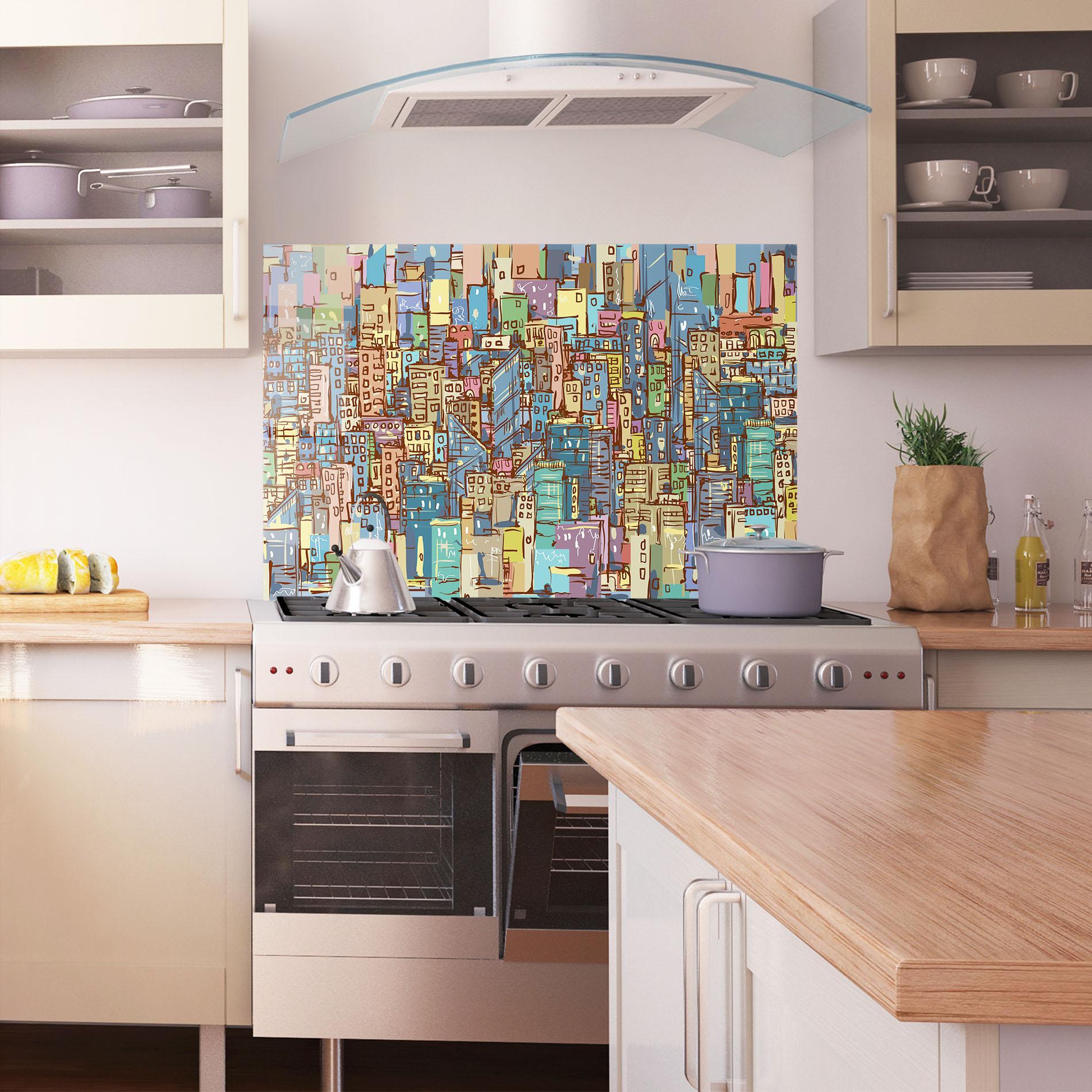 Küchenrückwand Glas Colorful African City mockup 1