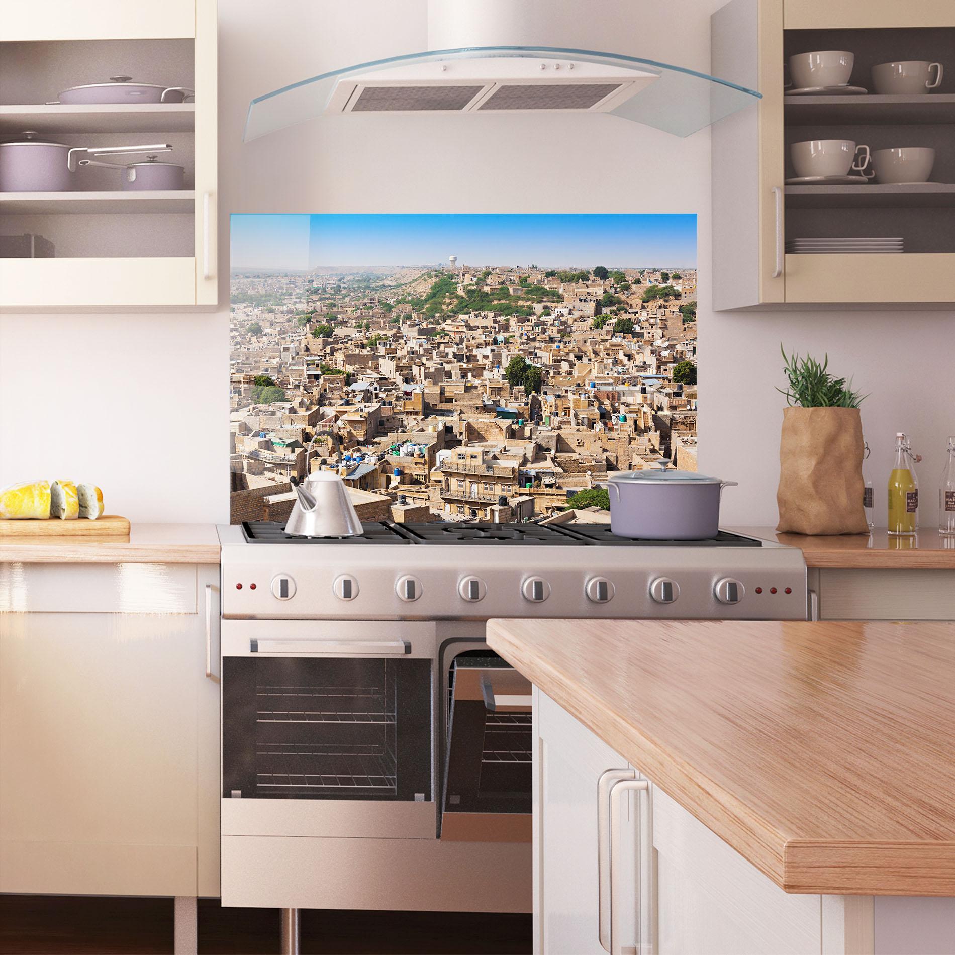 Küchenrückwand Glas Jaisalmer Panorama View mockup 1