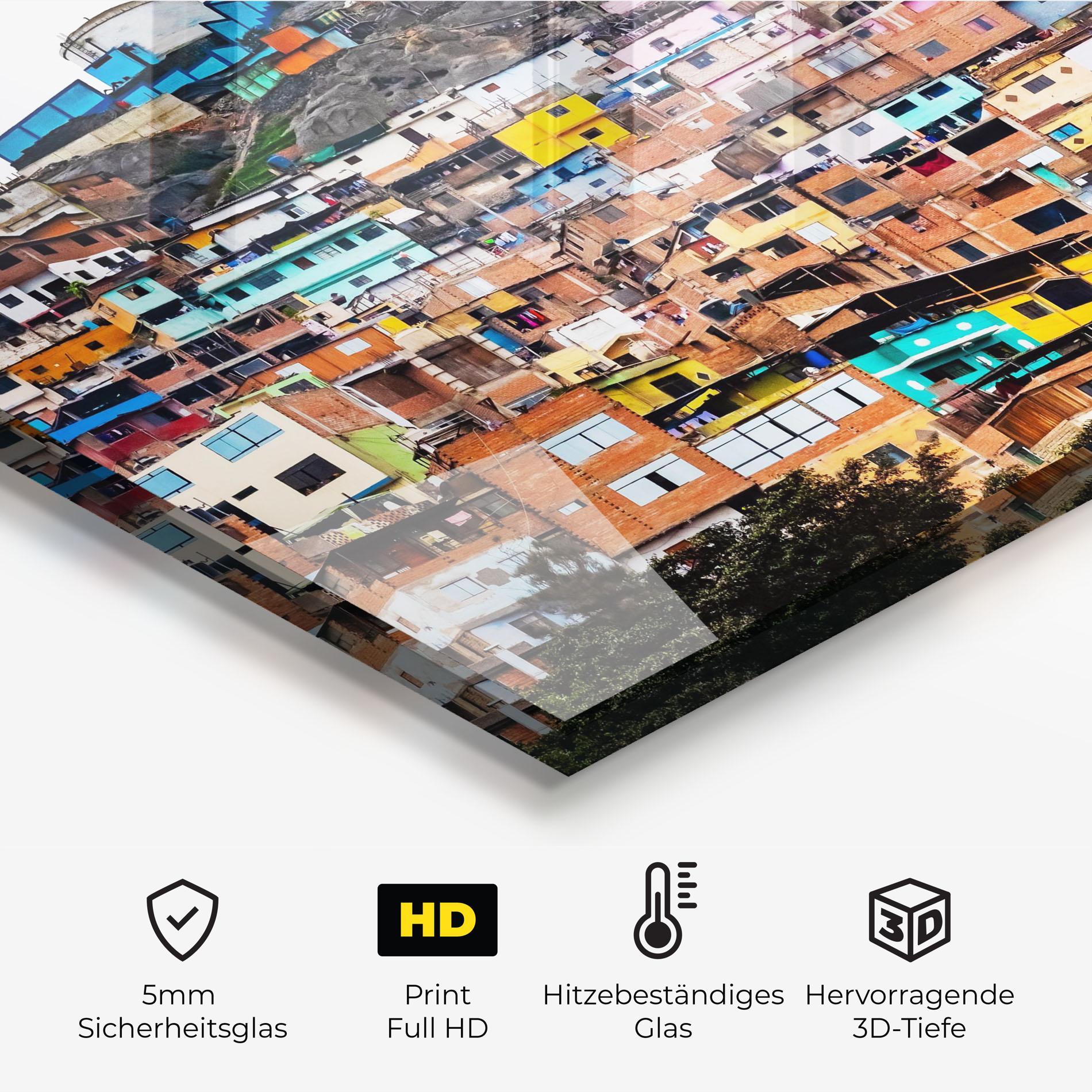 Küchenrückwand Glas Colorful Slum Buildings mockup 2