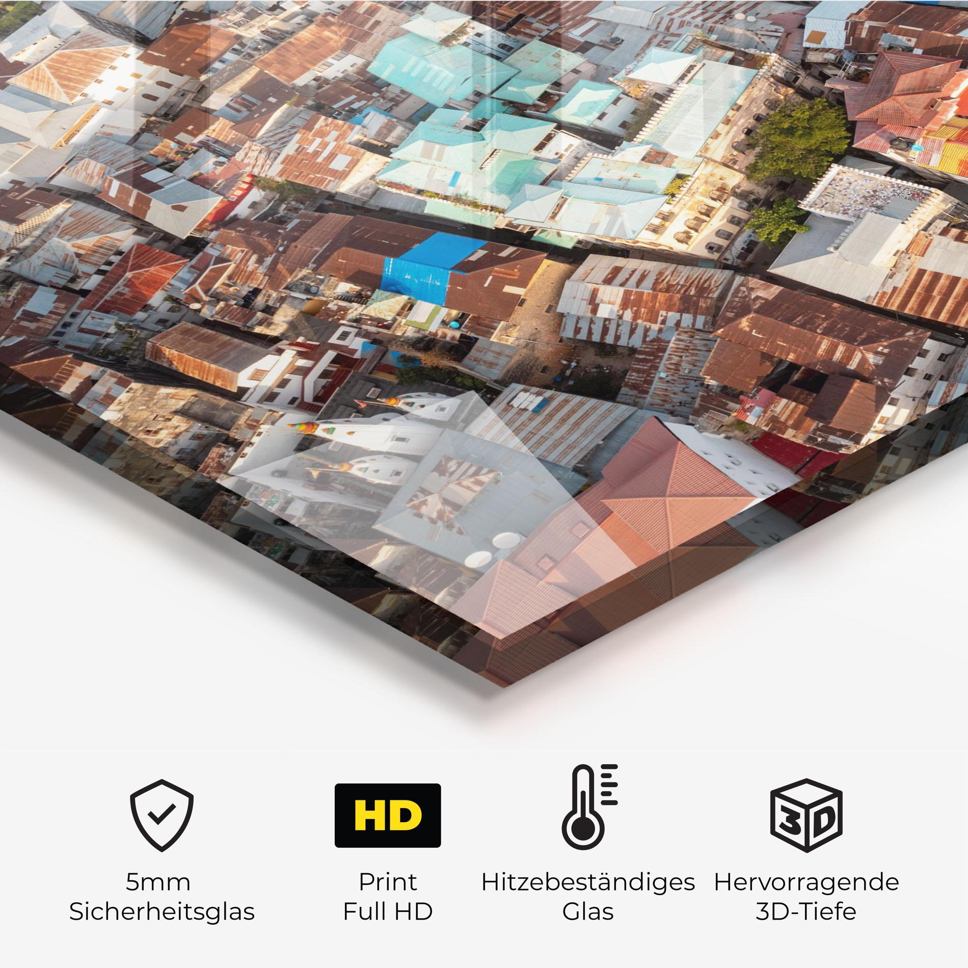 Küchenrückwand Glas Island Tanzania Buildings mockup 2