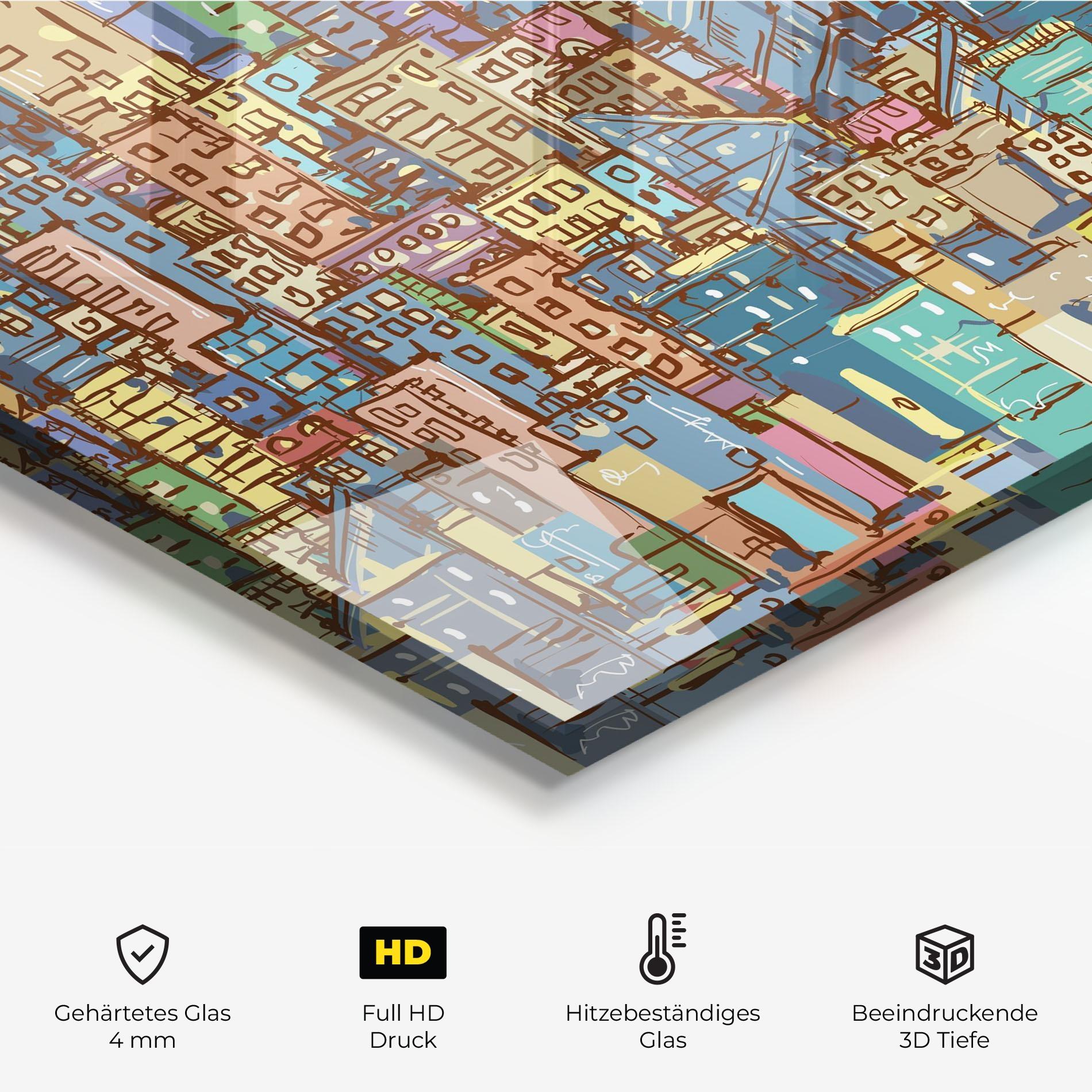 Küchenrückwand Glas Colorful African City mockup 2