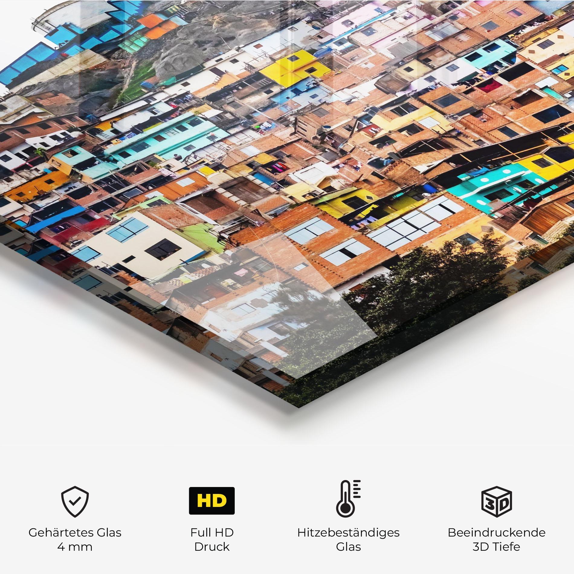 Küchenrückwand Glas Colorful Slum Buildings mockup 2