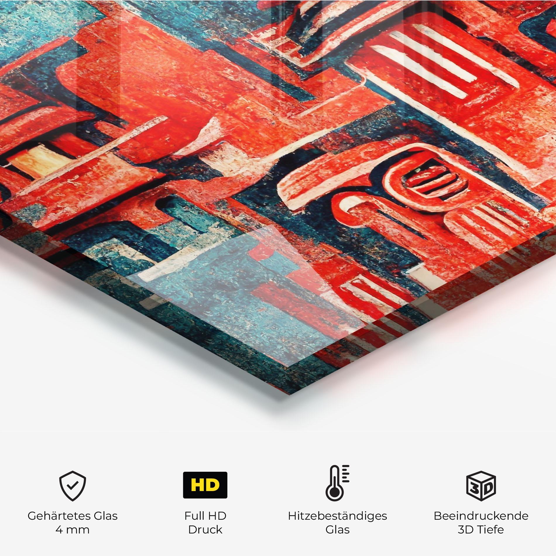 Küchenrückwand Glas Decorative Navy Red mockup 2