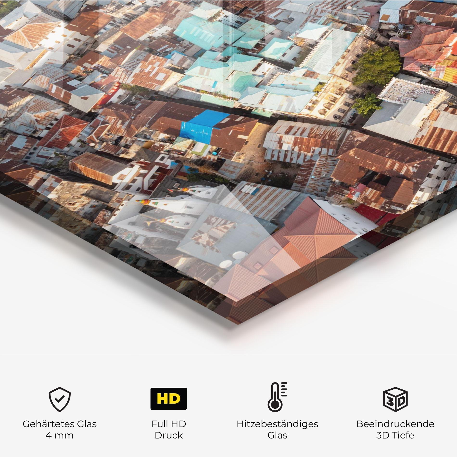 Küchenrückwand Glas Island Tanzania Buildings mockup 2