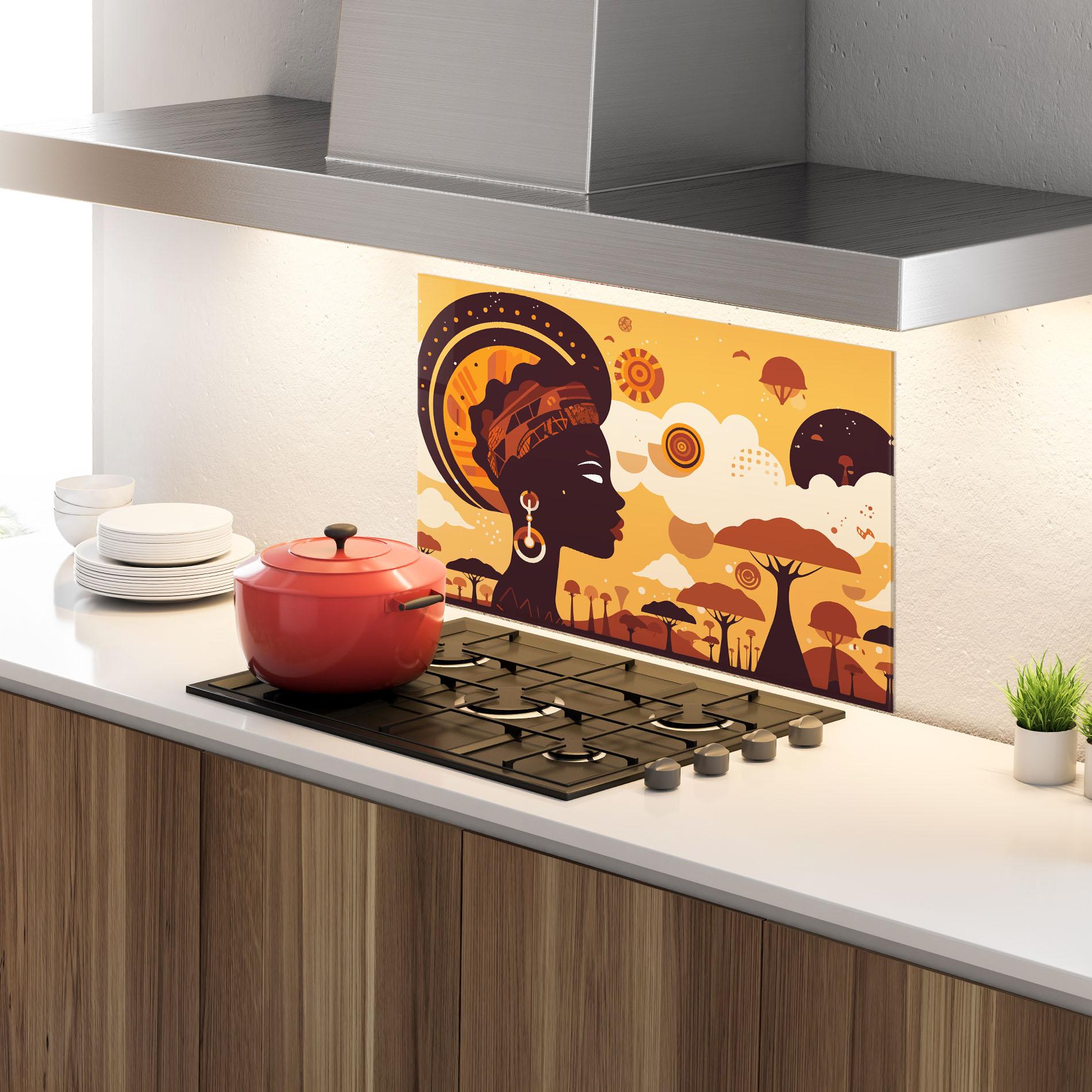 Küchenrückwand Glas African Art mockup 4