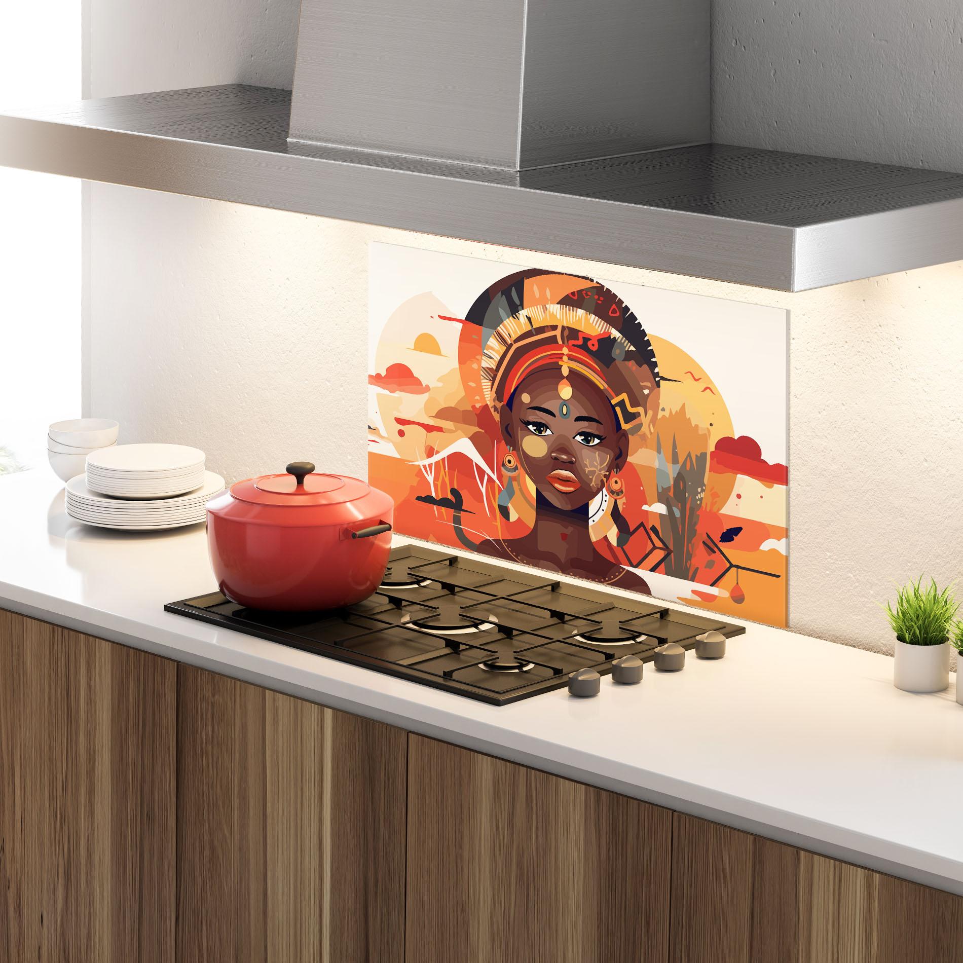 Küchenrückwand Glas African Child Art mockup 4