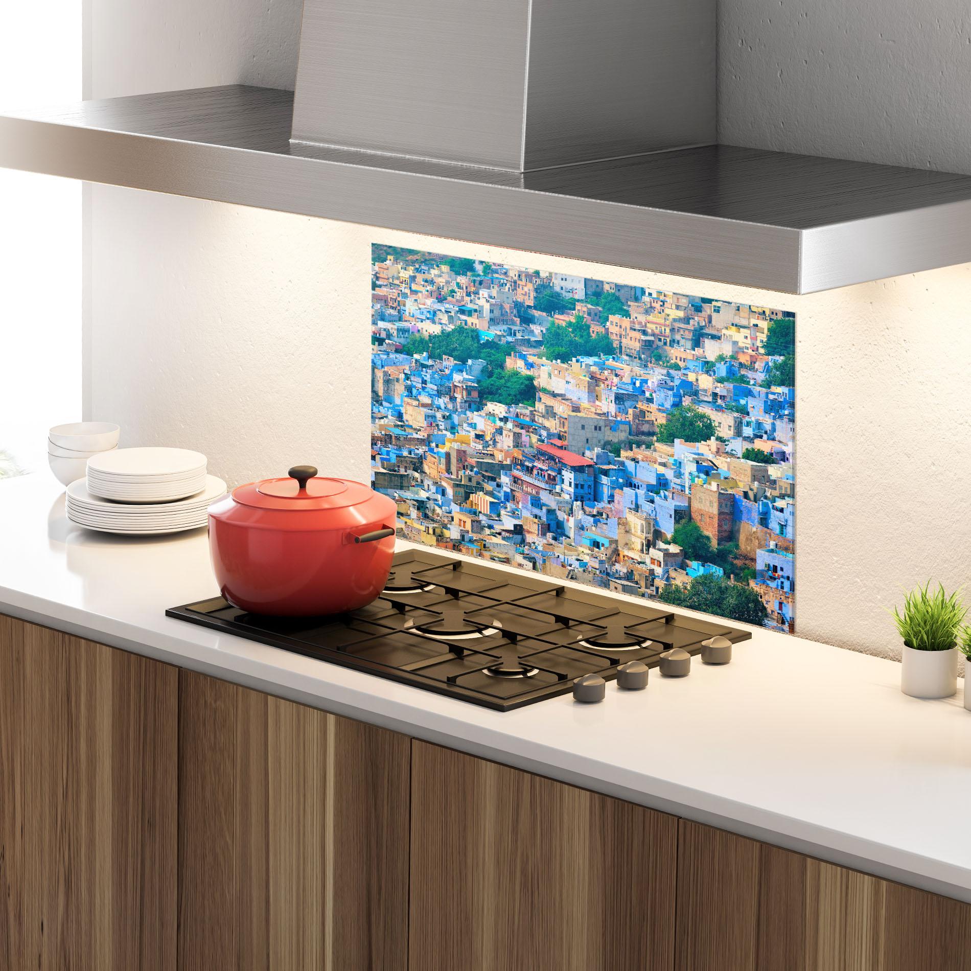 Küchenrückwand Glas Building Rajasthan India mockup 4