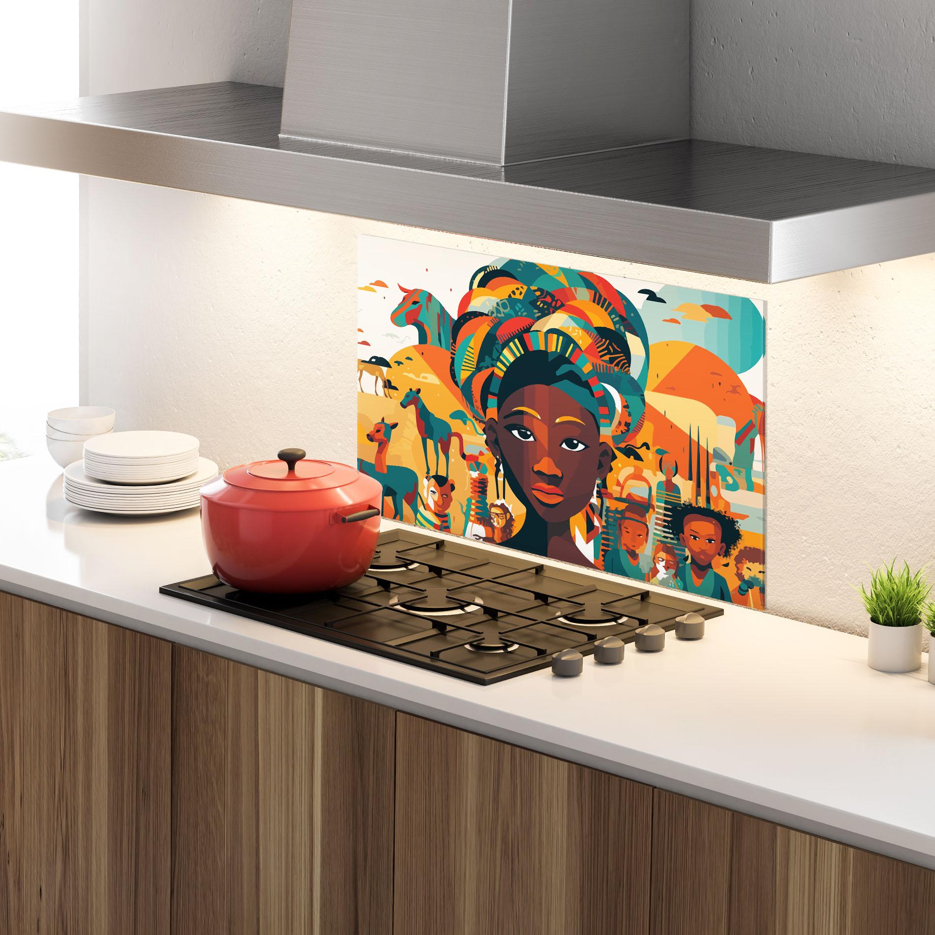 Küchenrückwand Glas Child Africa Art mockup 4