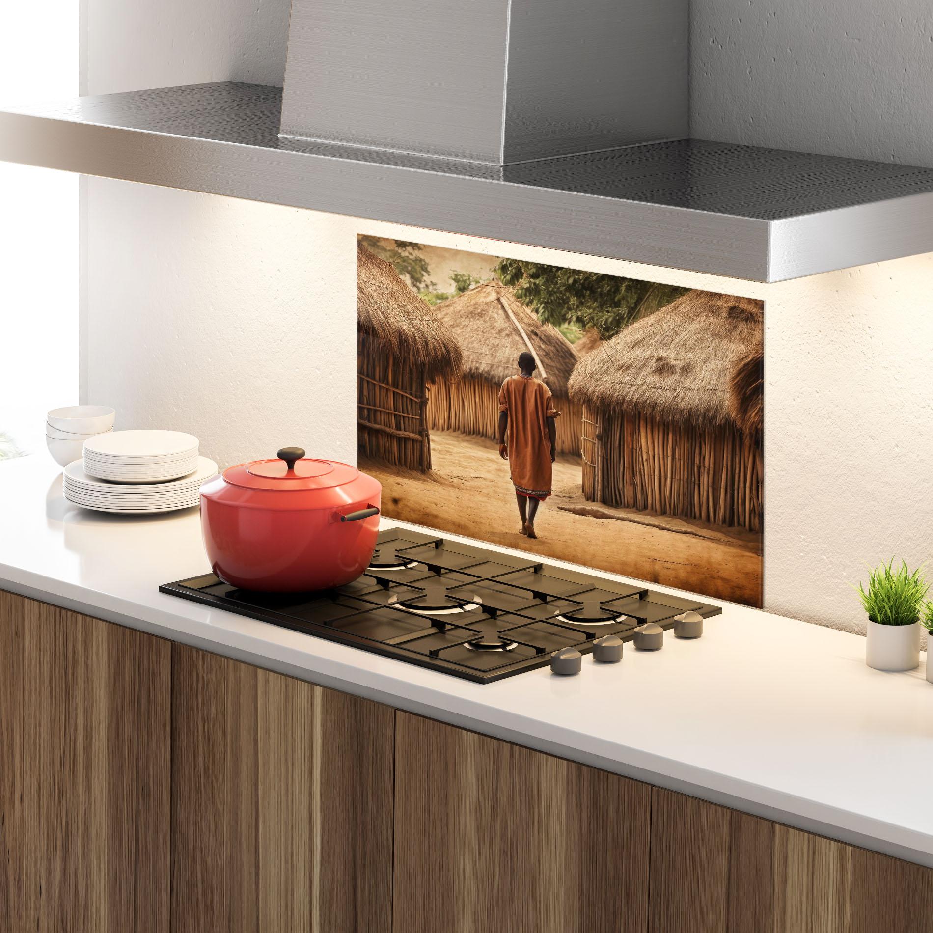 Küchenrückwand Glas Native Strong Man mockup 4