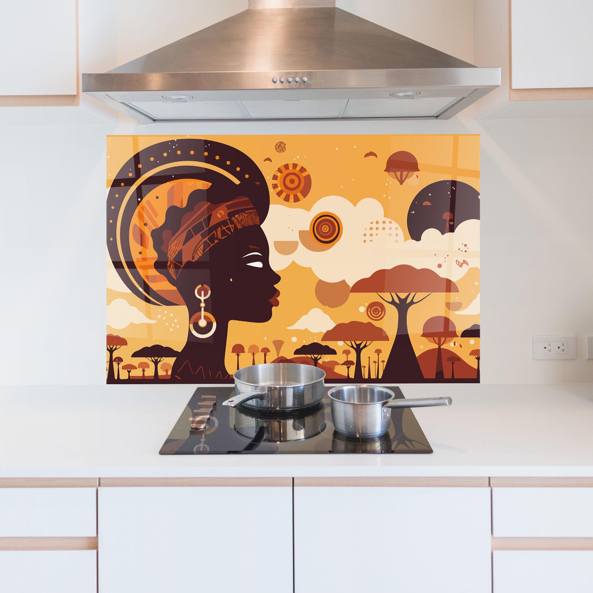 Küchenrückwand Glas African Art mockup 5