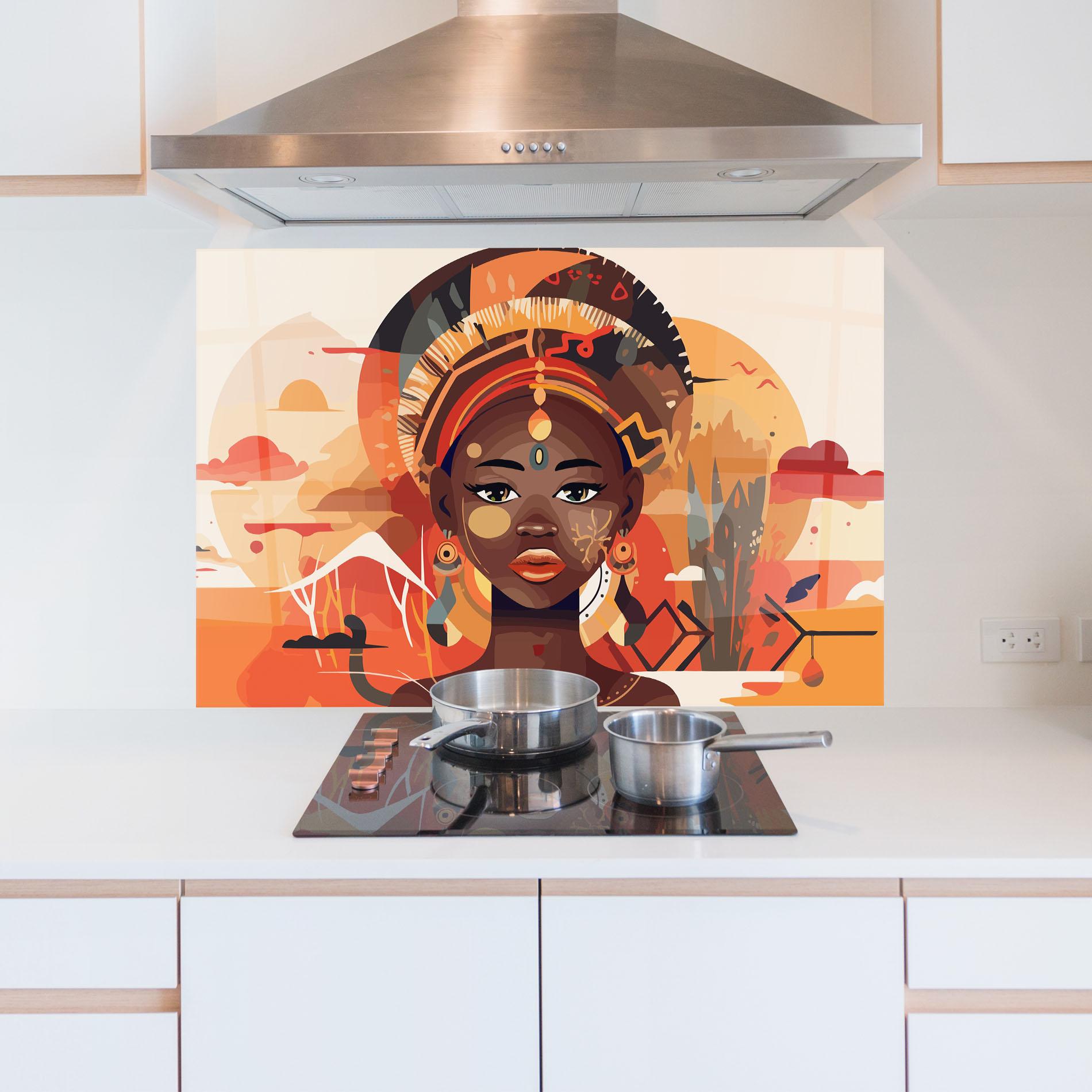 Küchenrückwand Glas African Child Art mockup 5