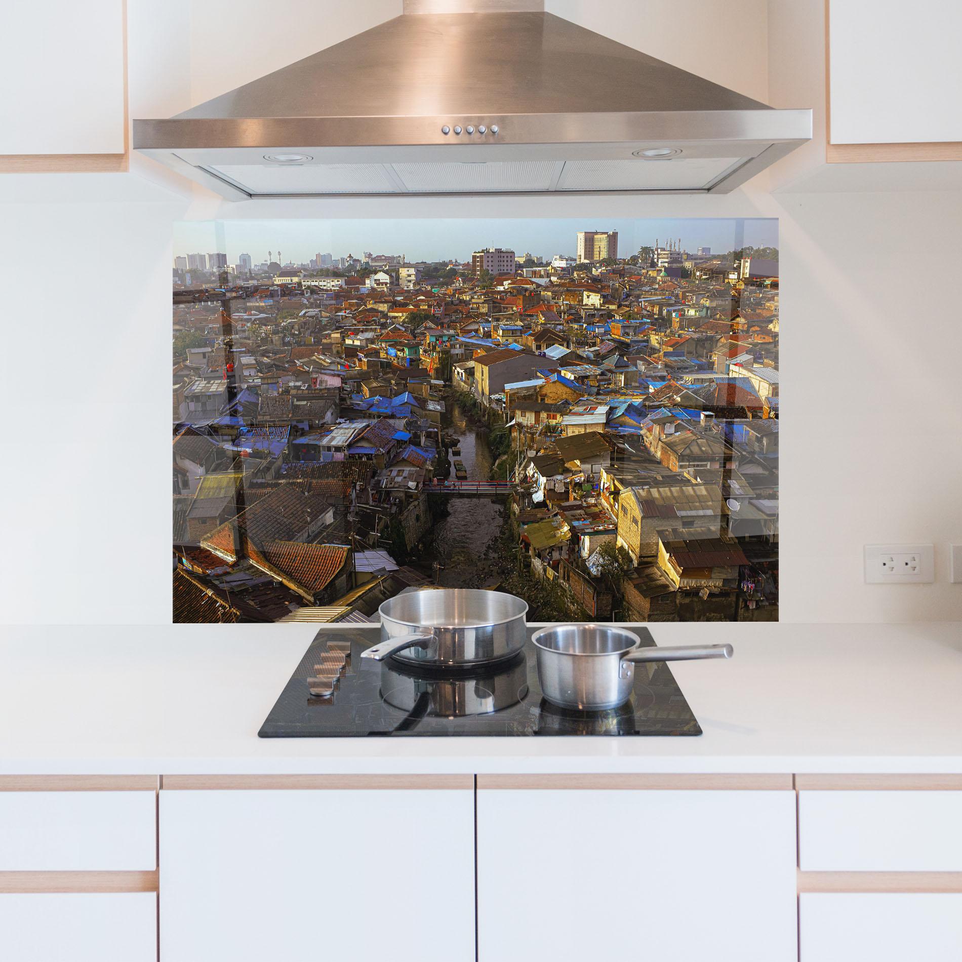 Küchenrückwand Glas Bandung Golden Hour mockup 5