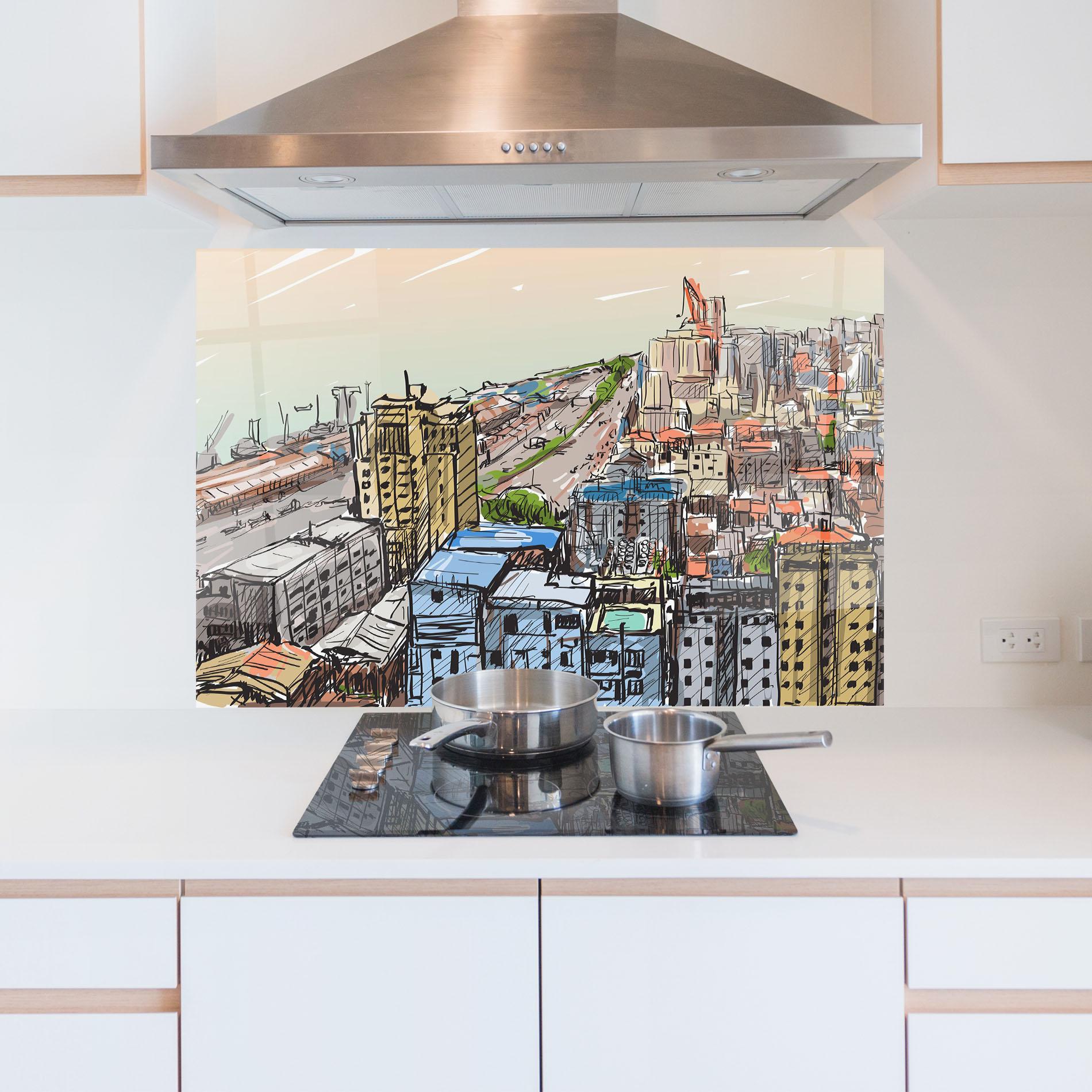 Küchenrückwand Glas Big African City mockup 5