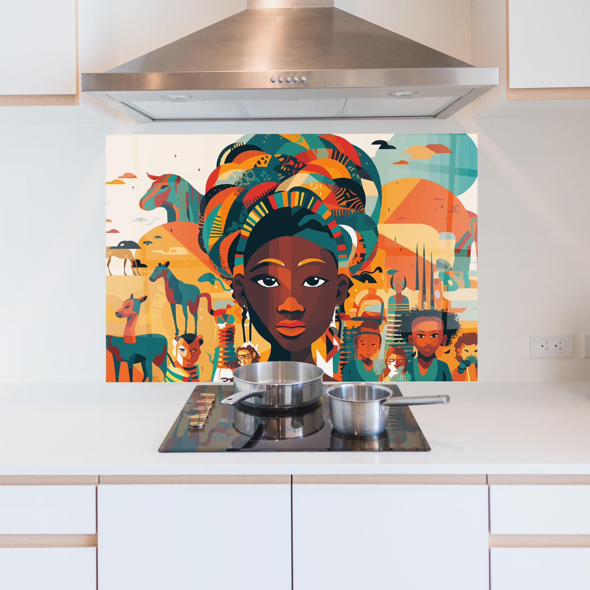Küchenrückwand Glas Child Africa Art mockup 5