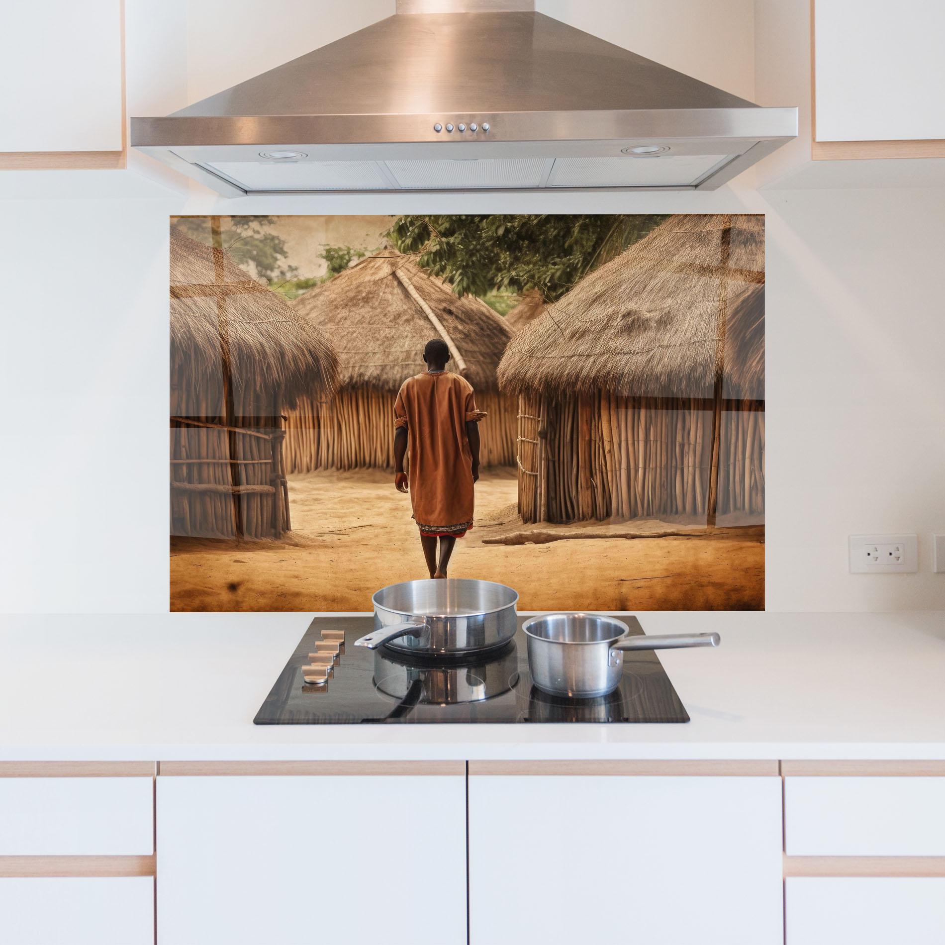 Küchenrückwand Glas Native Strong Man mockup 5