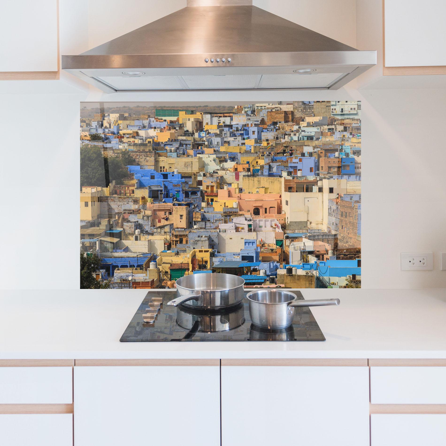 Küchenrückwand Glas Rajasthan View India mockup 5