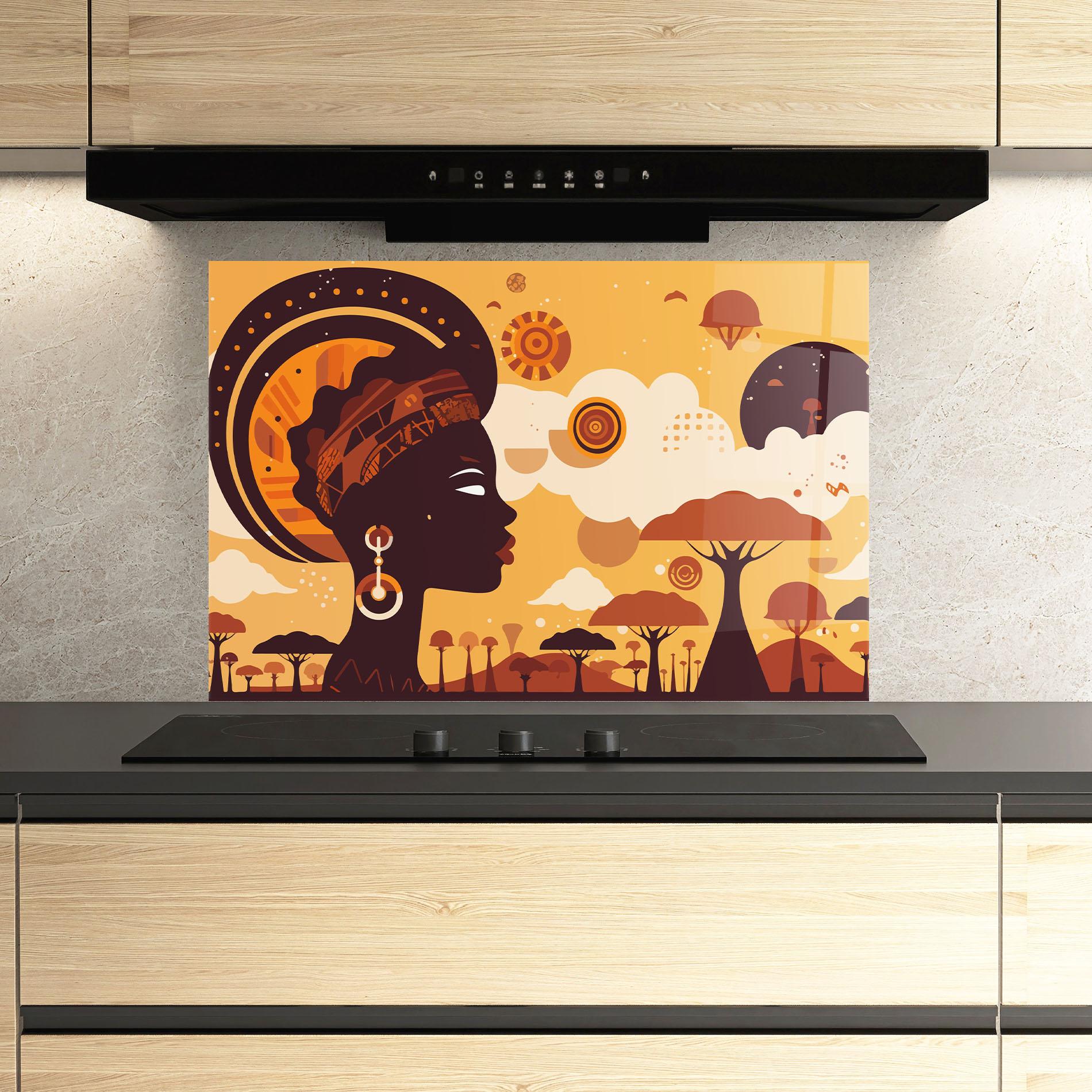 Küchenrückwand Glas African Art mockup 3
