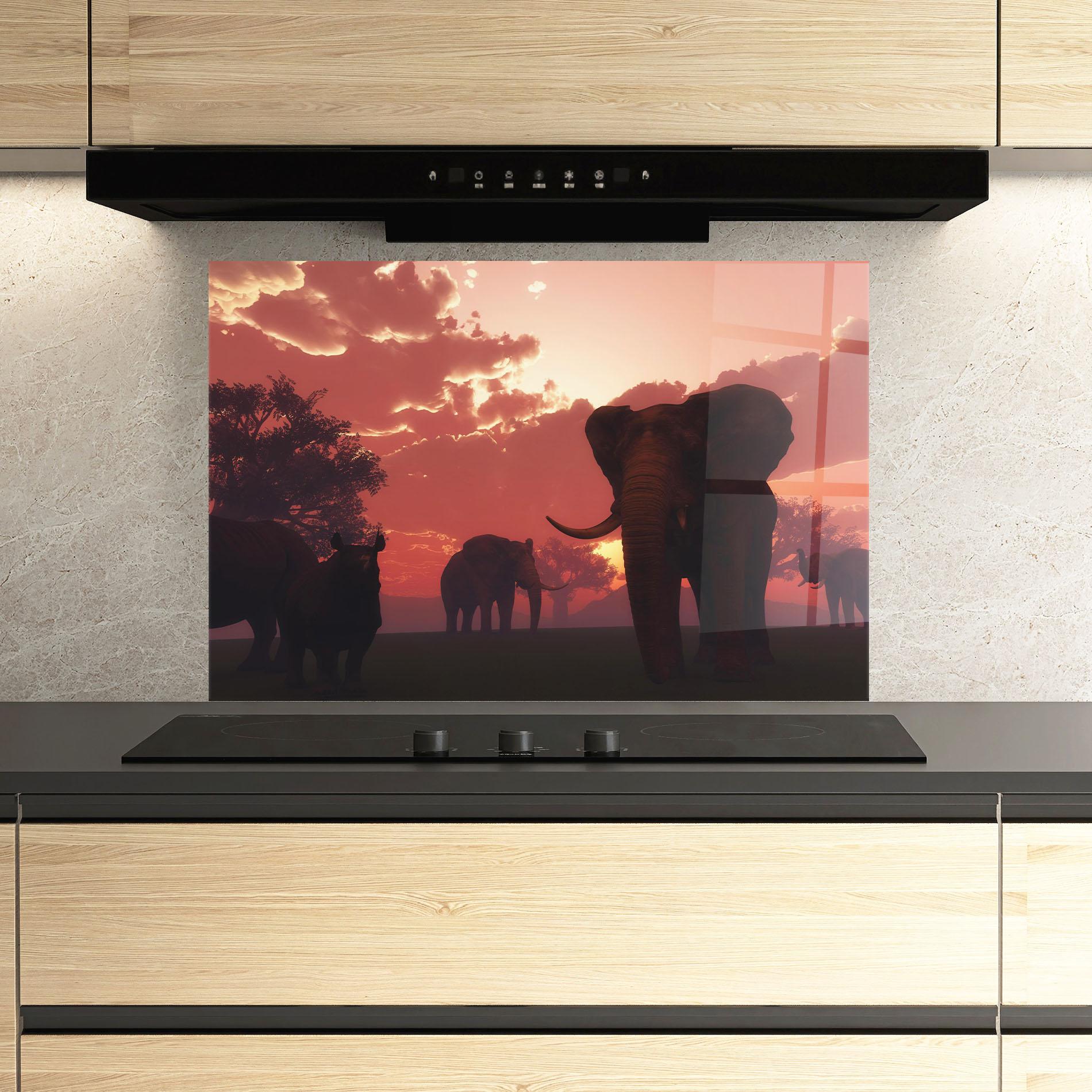 Küchenrückwand Glas African Elephant View mockup 3