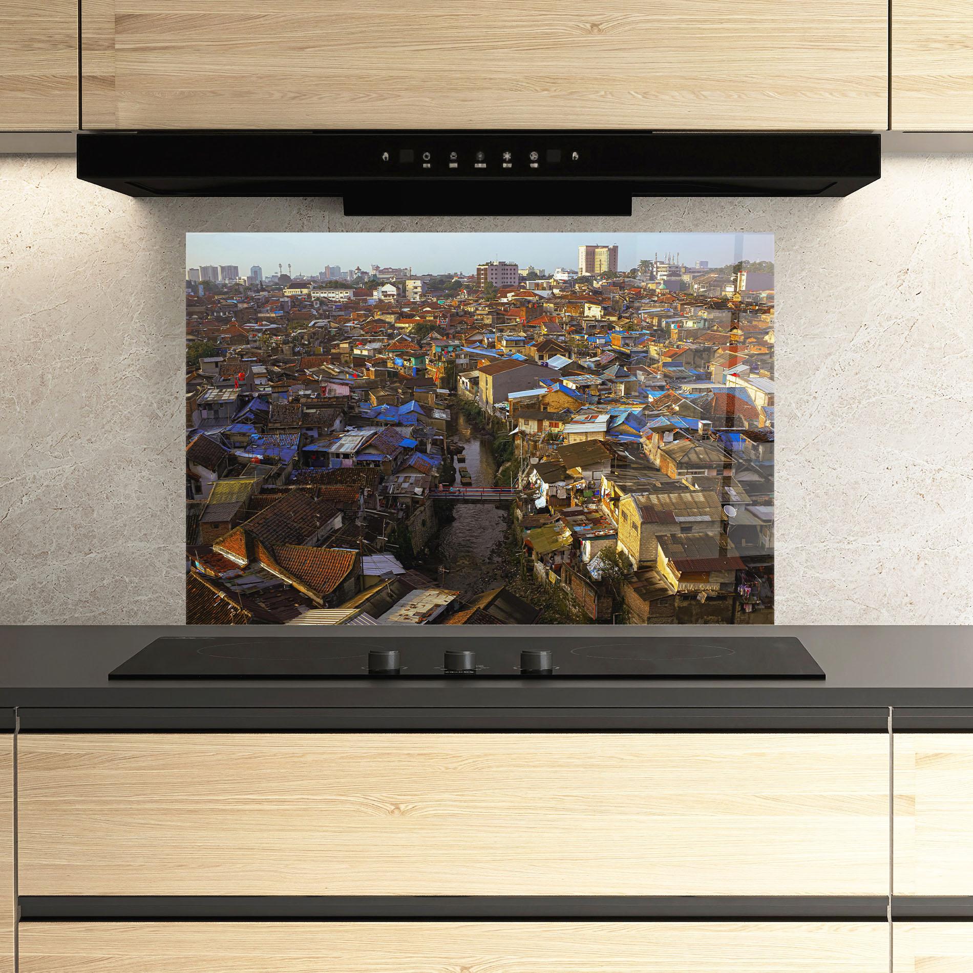 Küchenrückwand Glas Bandung Golden Hour mockup 3